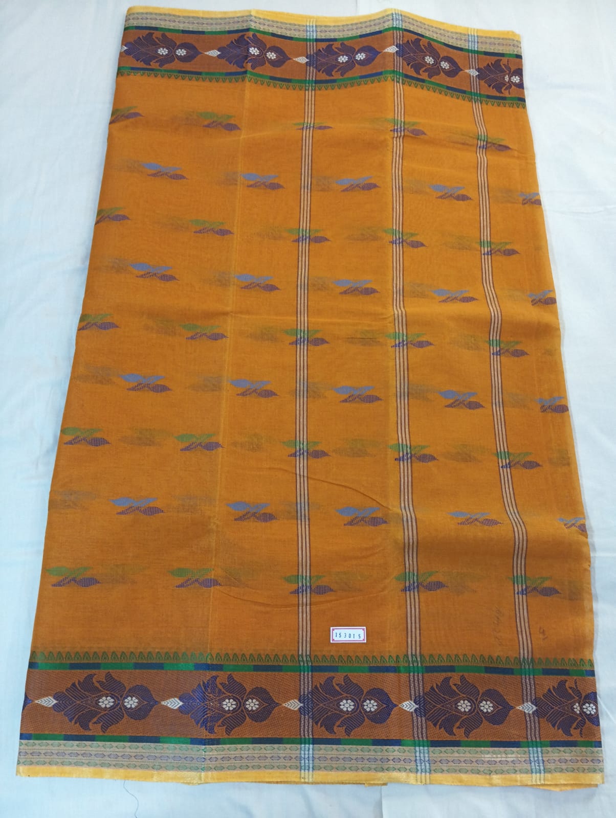 Mustard Buti Handloom Cotton Saree with Woven Motifs