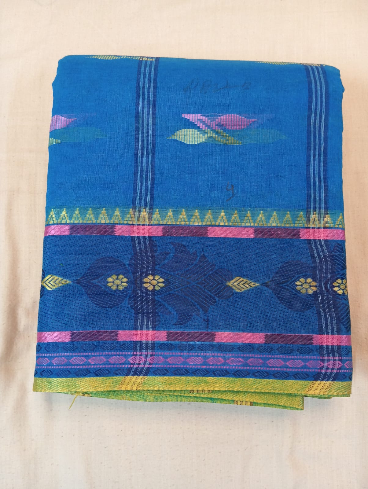 Firozi Buti Handloom Cotton Saree with Delicate Woven Motifs
