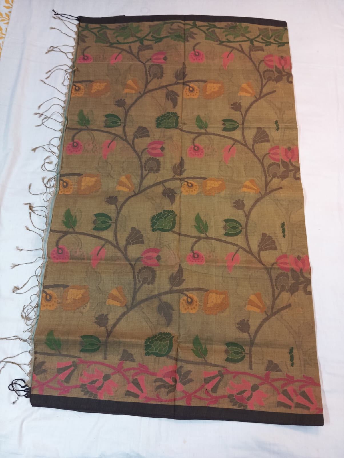 Light Biscuity Bonolota Saree with Fancy Border & Rich Pallu