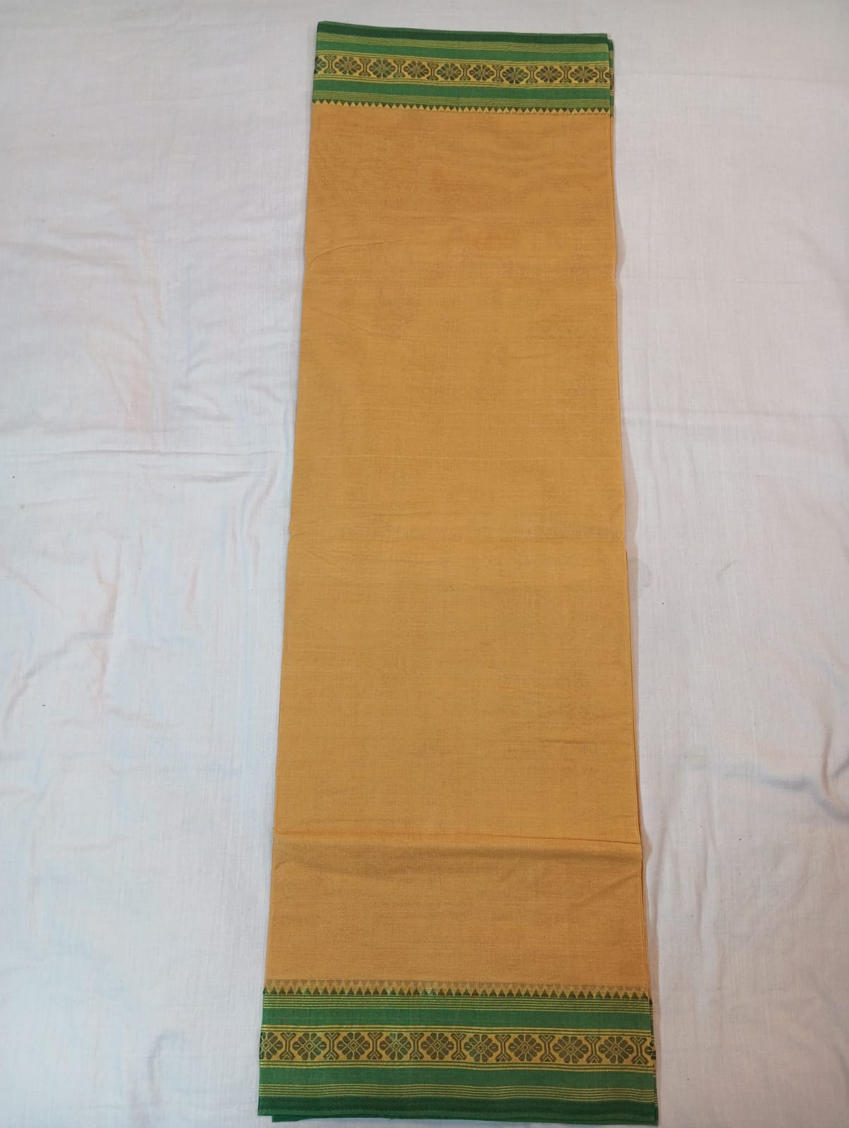 Biscuity Saree with Green Golden Border