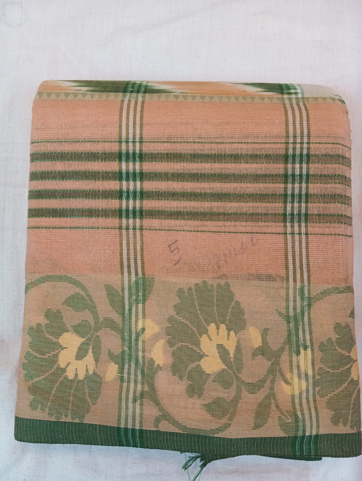Chickoo Buti Handloom Cotton Saree with Woven Motifs