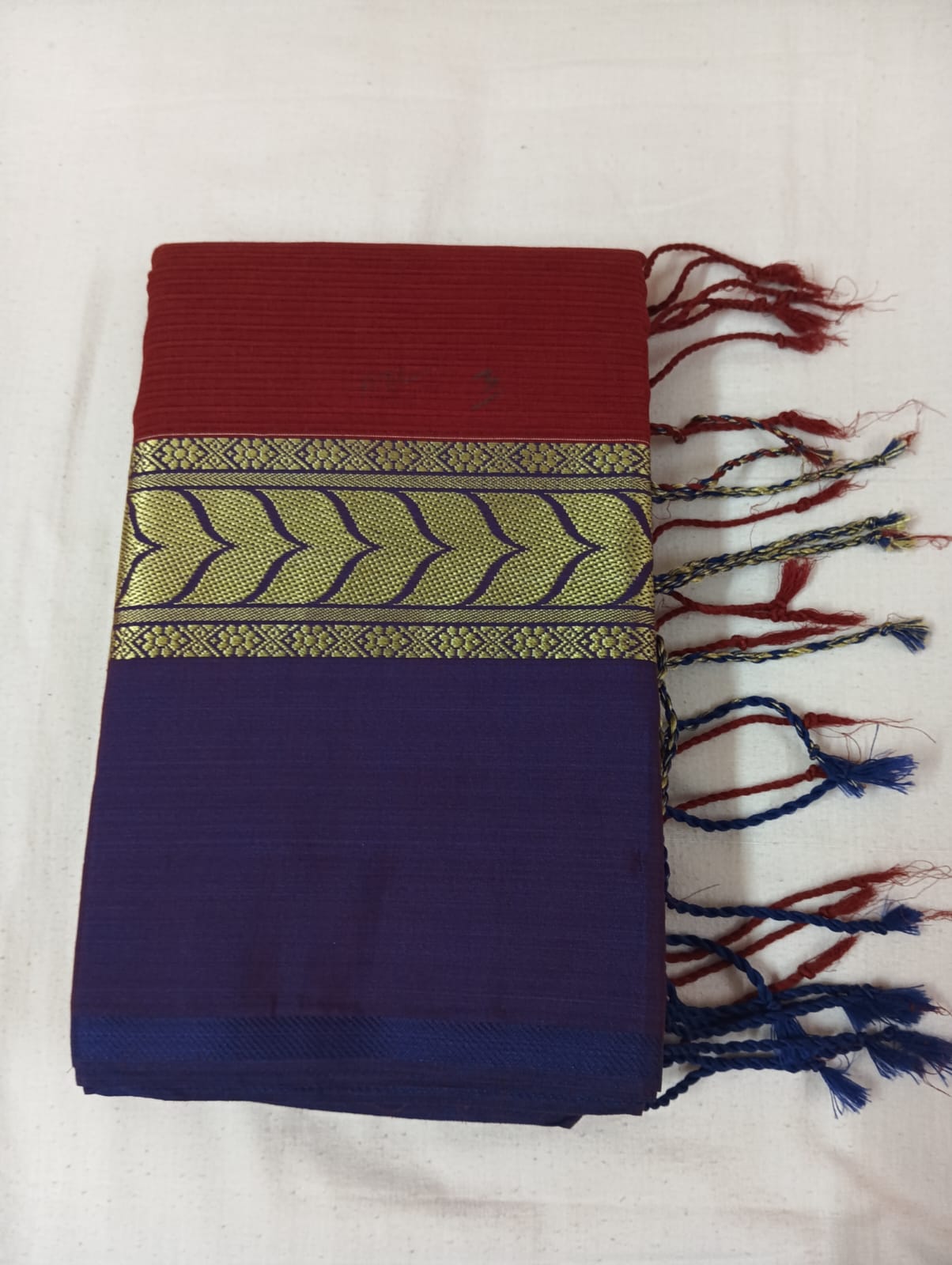 Maroon Saree with Golden Violet Border