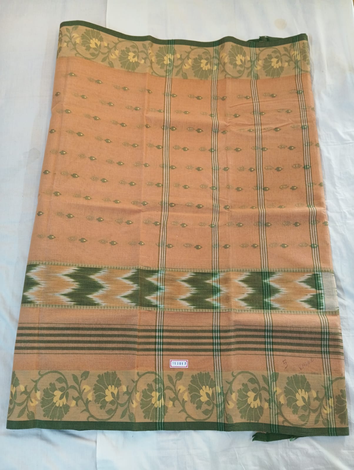 Chickoo Buti Handloom Cotton Saree with Woven Motifs