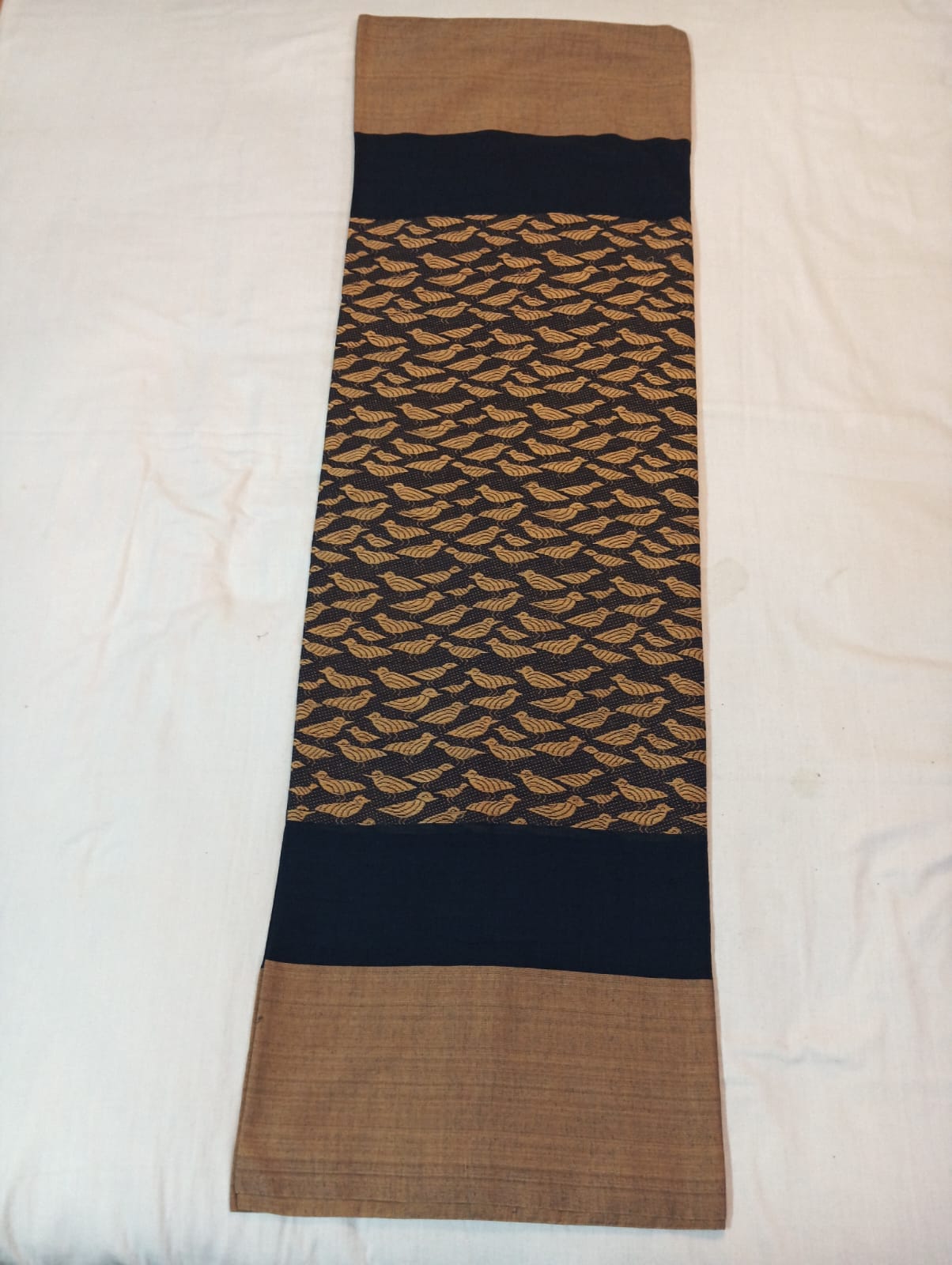 Black Handloom Panchi Saree with Bird Motifs and Soft Finish