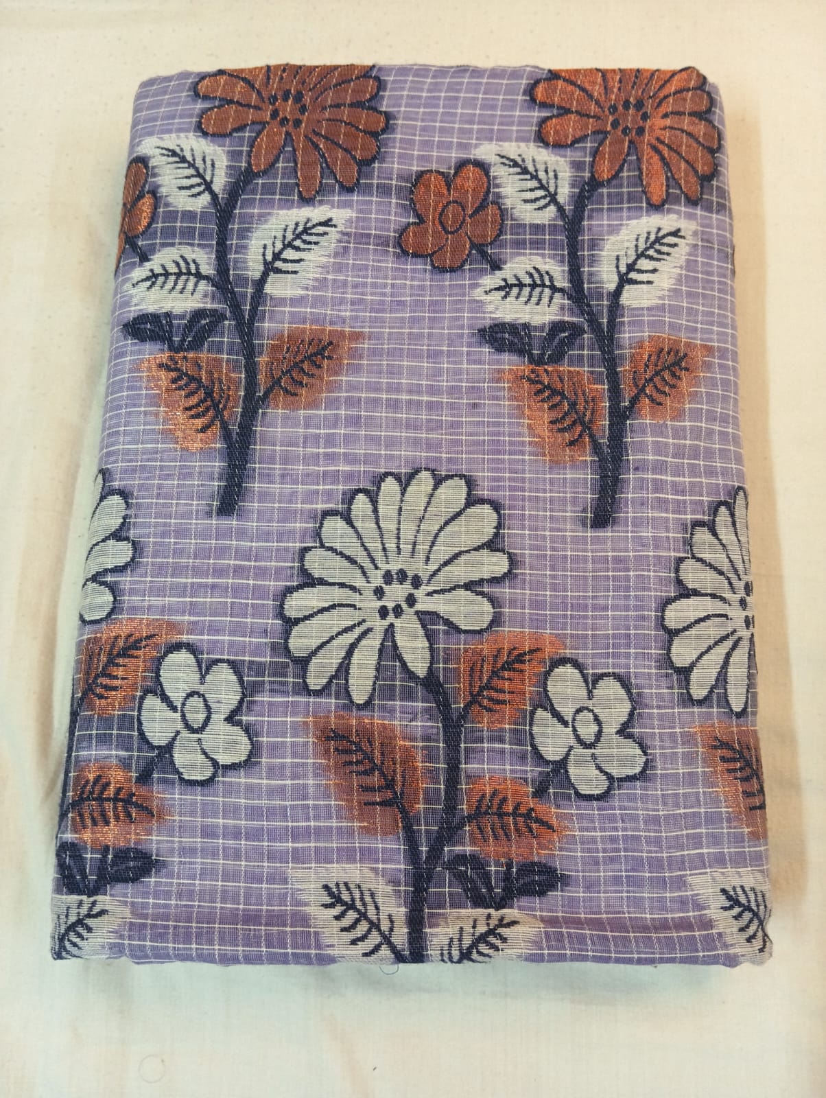 Light Sky Blue Kota Check Saree with Fancy Buti, Fancy Border & Rich Pallu