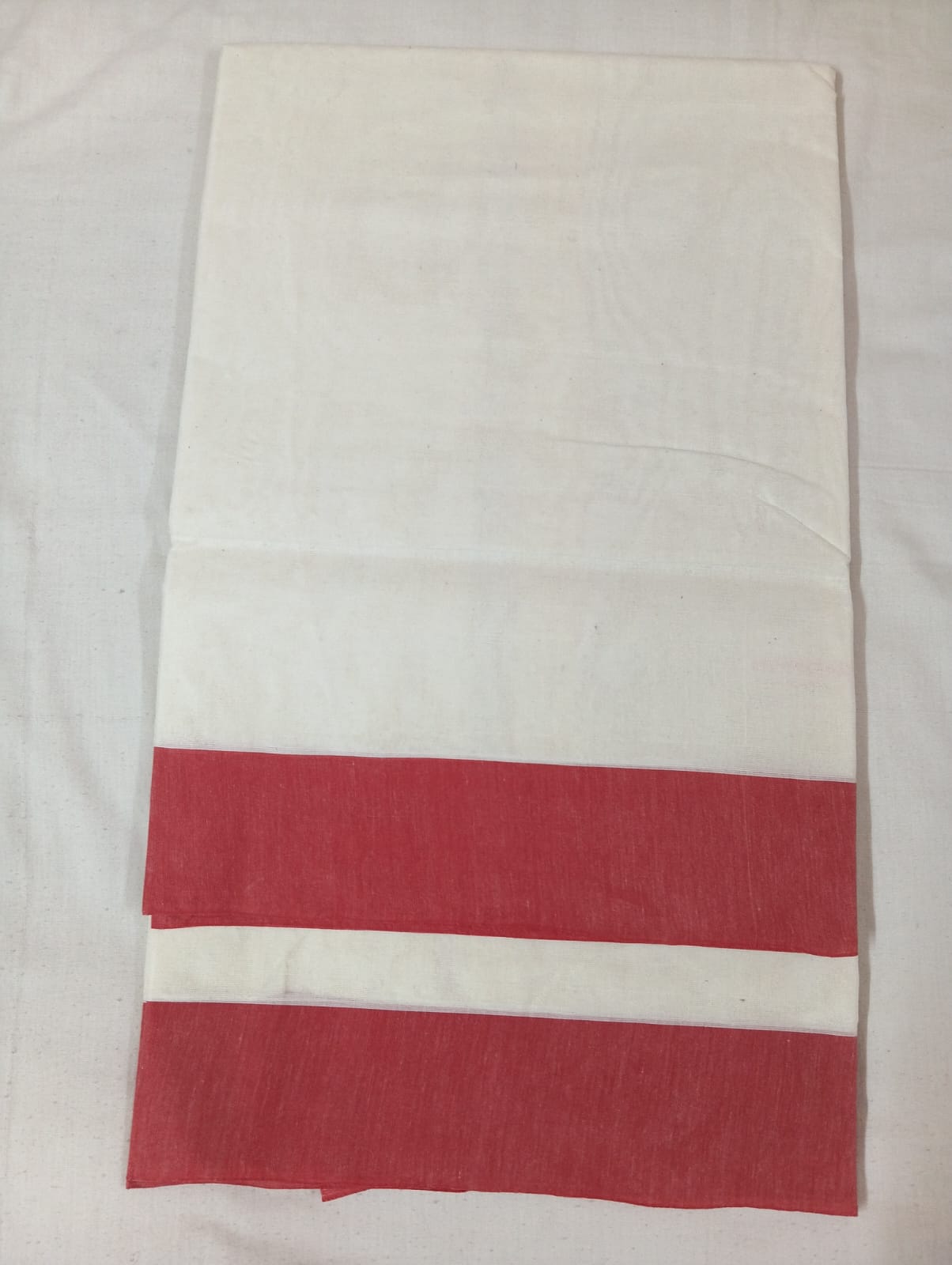 White Saree with Red Border