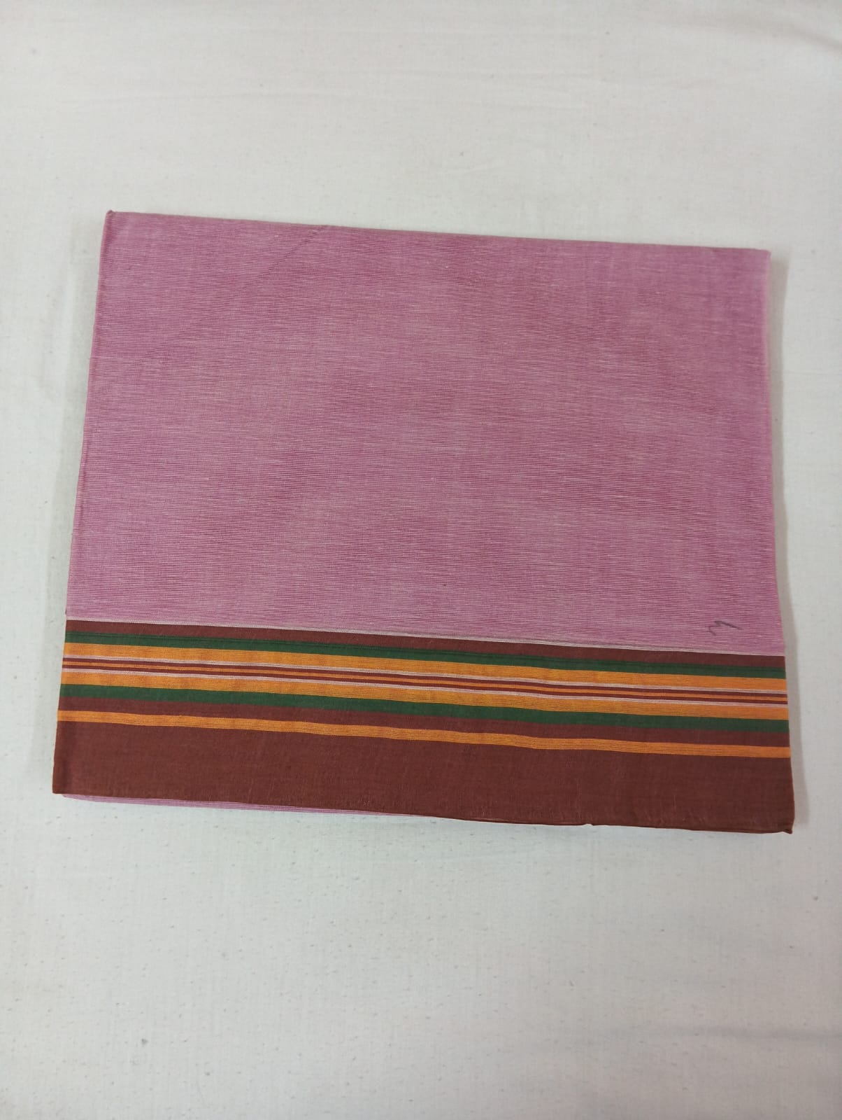 Light Pink Saree with Maroon Striped Border