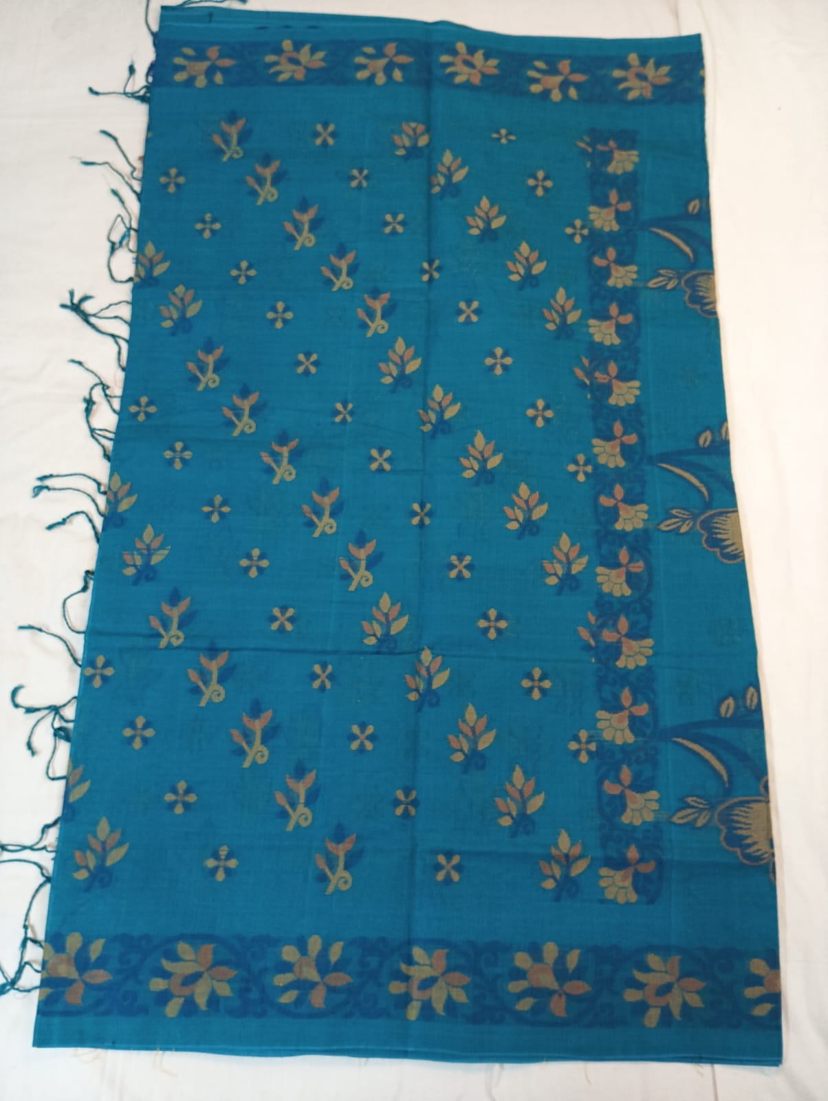 Ferozi Cotton Bonolota Saree with Fancy Border & Rich Pallu