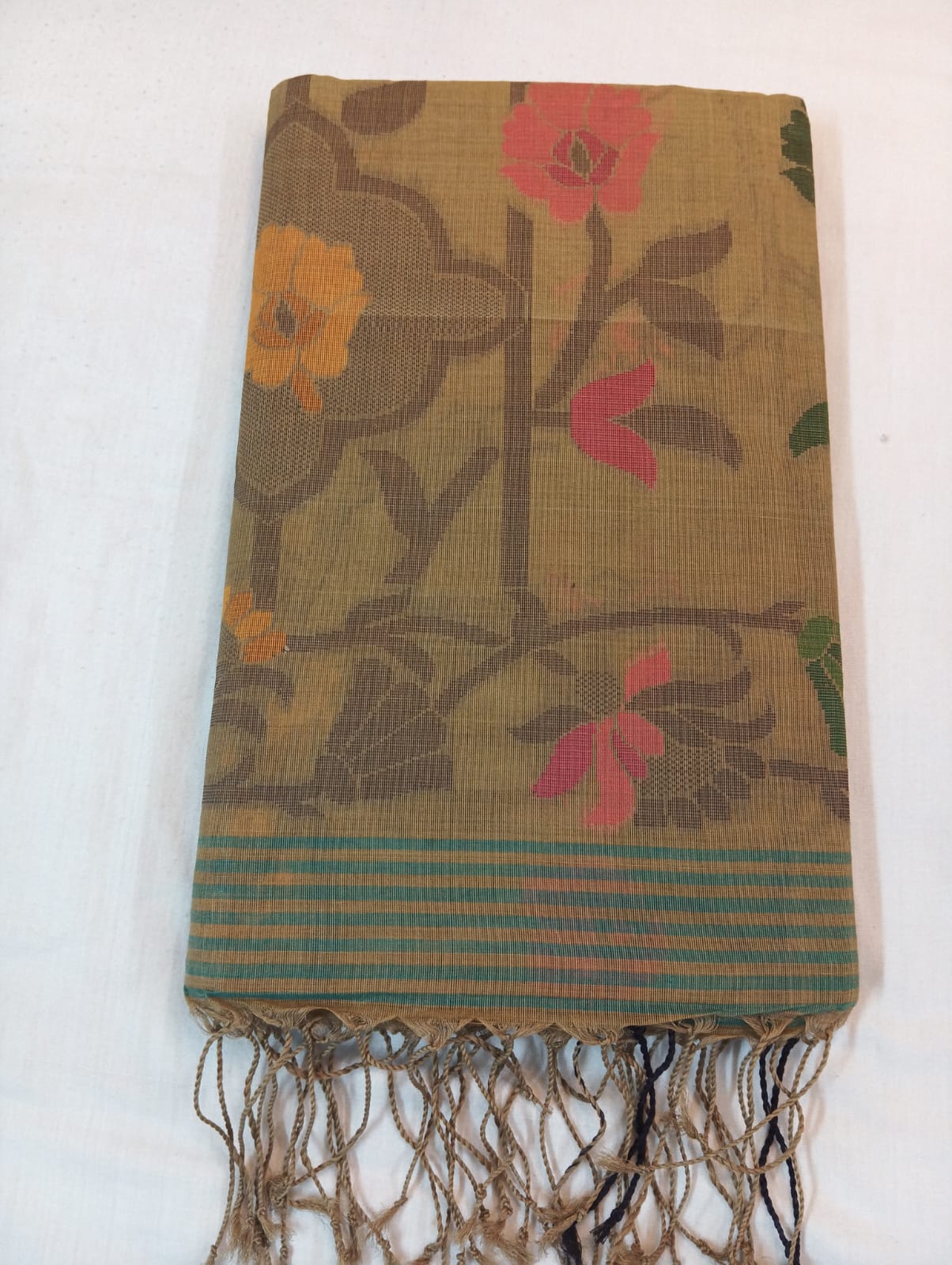 Light Biscuity Bonolota Saree with Fancy Border & Rich Pallu