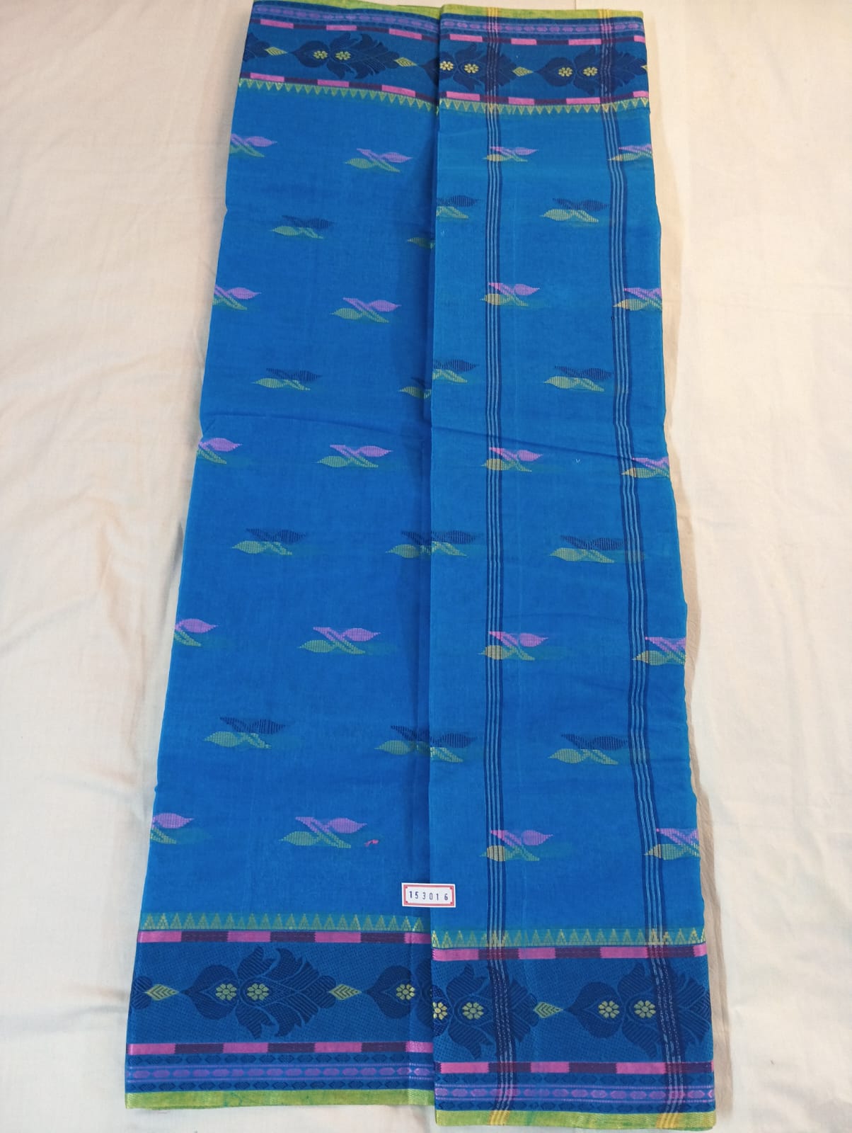 Firozi Buti Handloom Cotton Saree with Delicate Woven Motifs