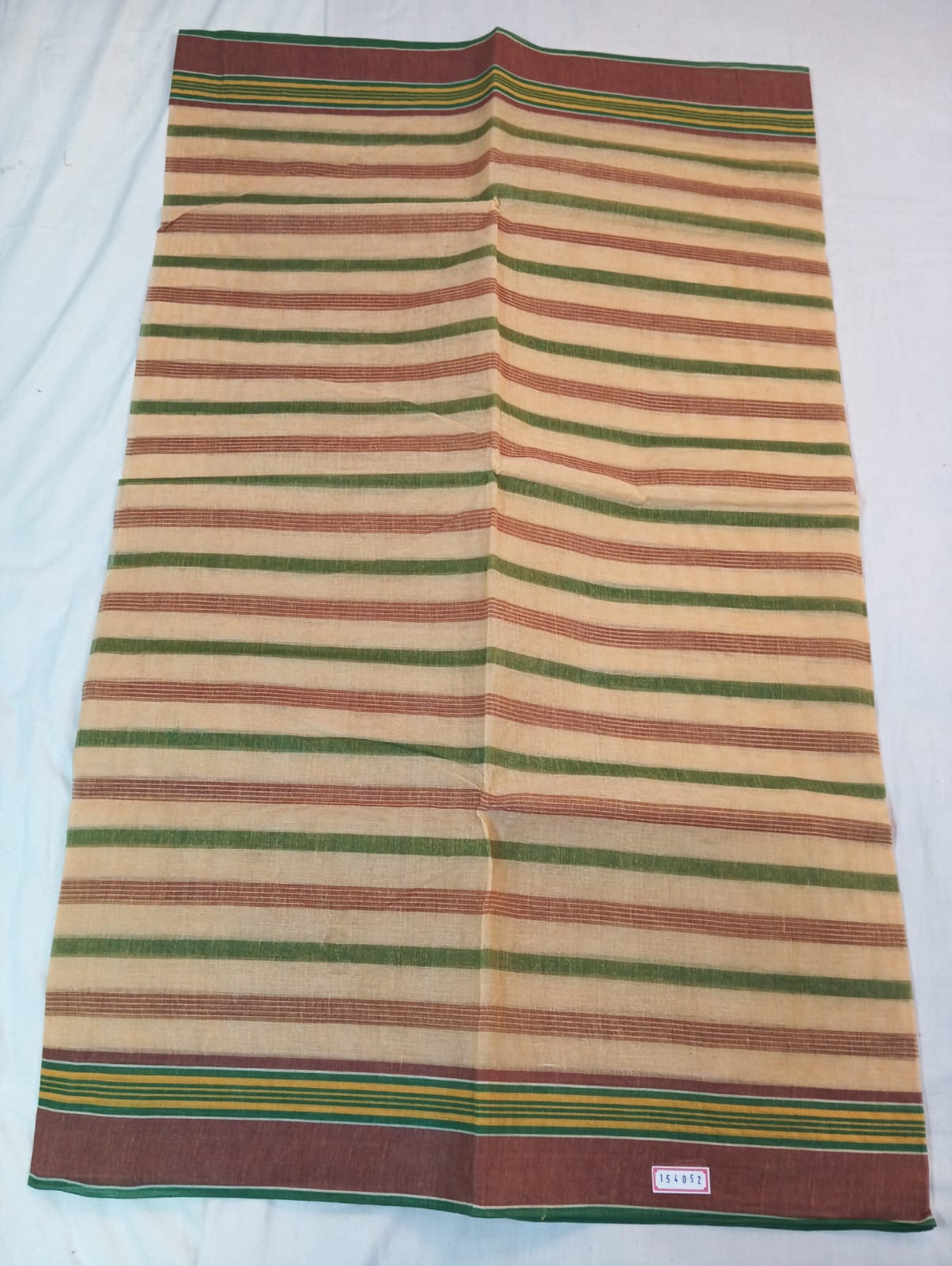 Elegant Green & Maroon Striped Cotton Saree