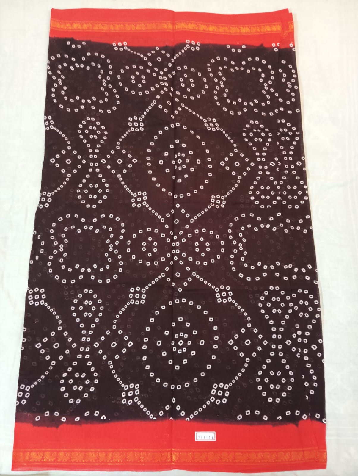 Dark Maroon Jaipuri Bandhej Saree with Rich Red Border