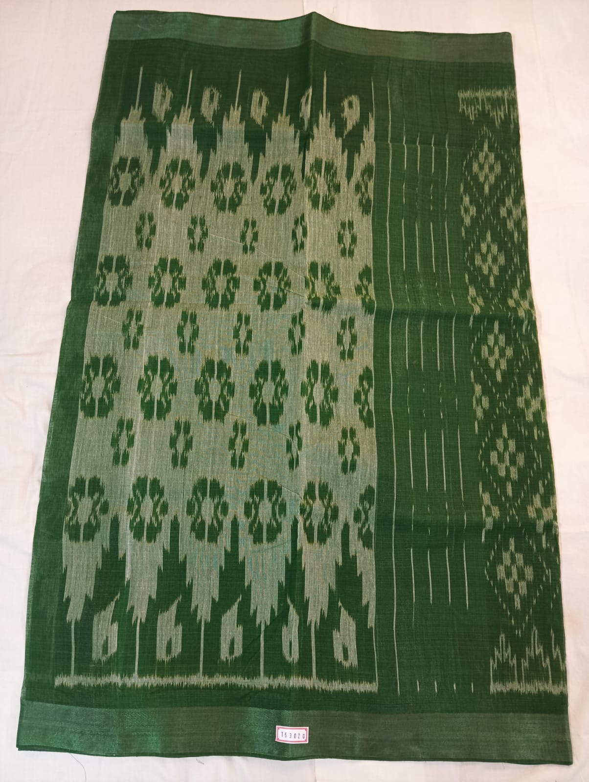 Green Handloom Kotki Saree with Delicate Print