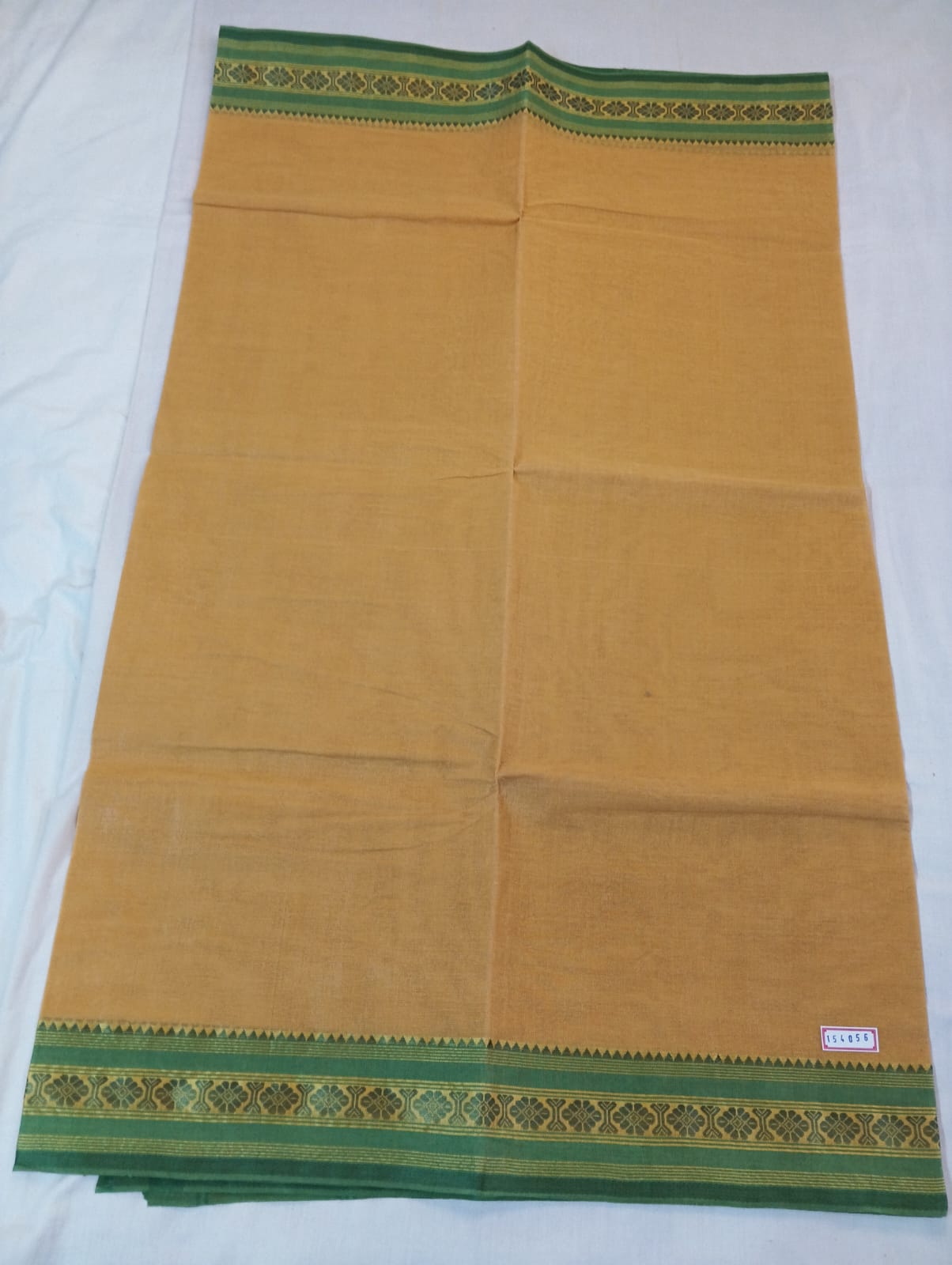Biscuity Saree with Green Golden Border