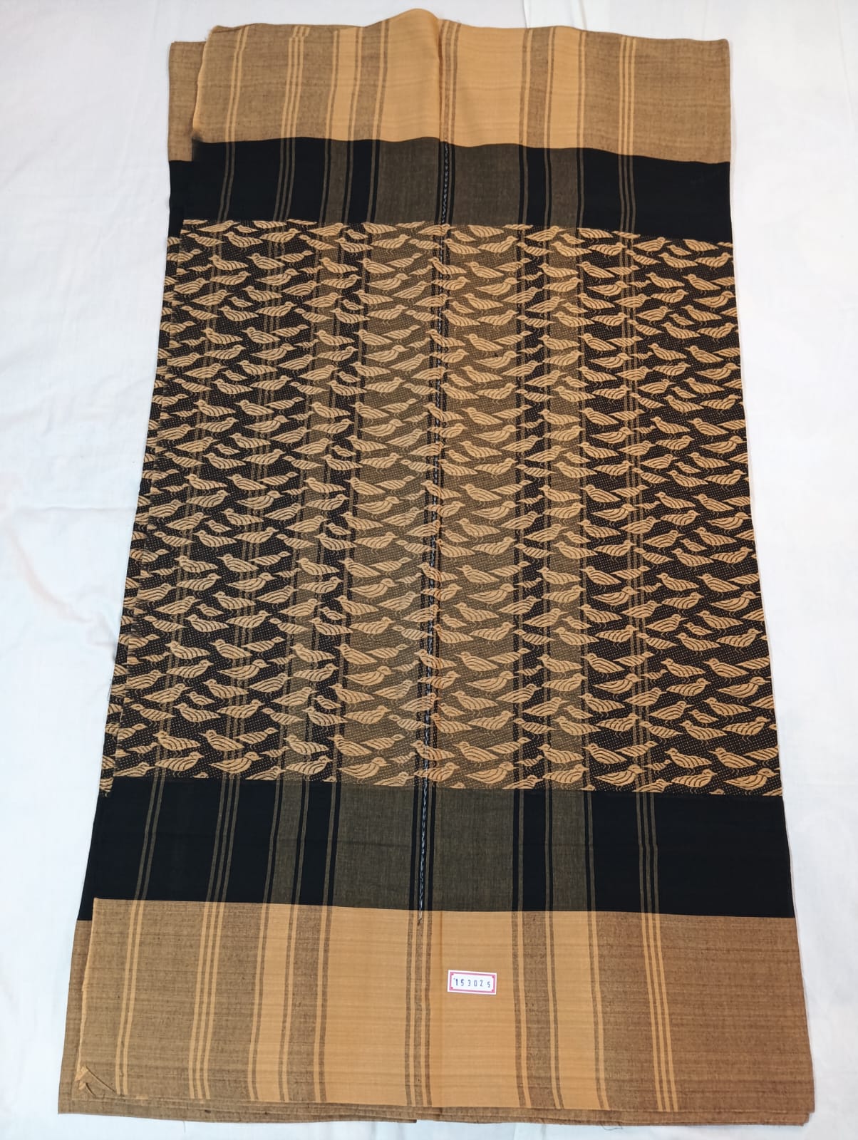 Black Handloom Panchi Saree with Bird Motifs and Soft Finish