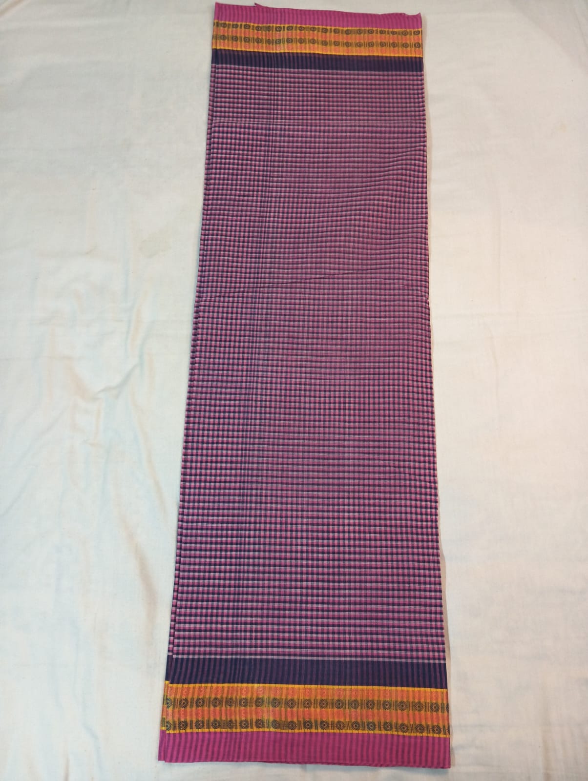 Purple Small Check Saree with Zari Border