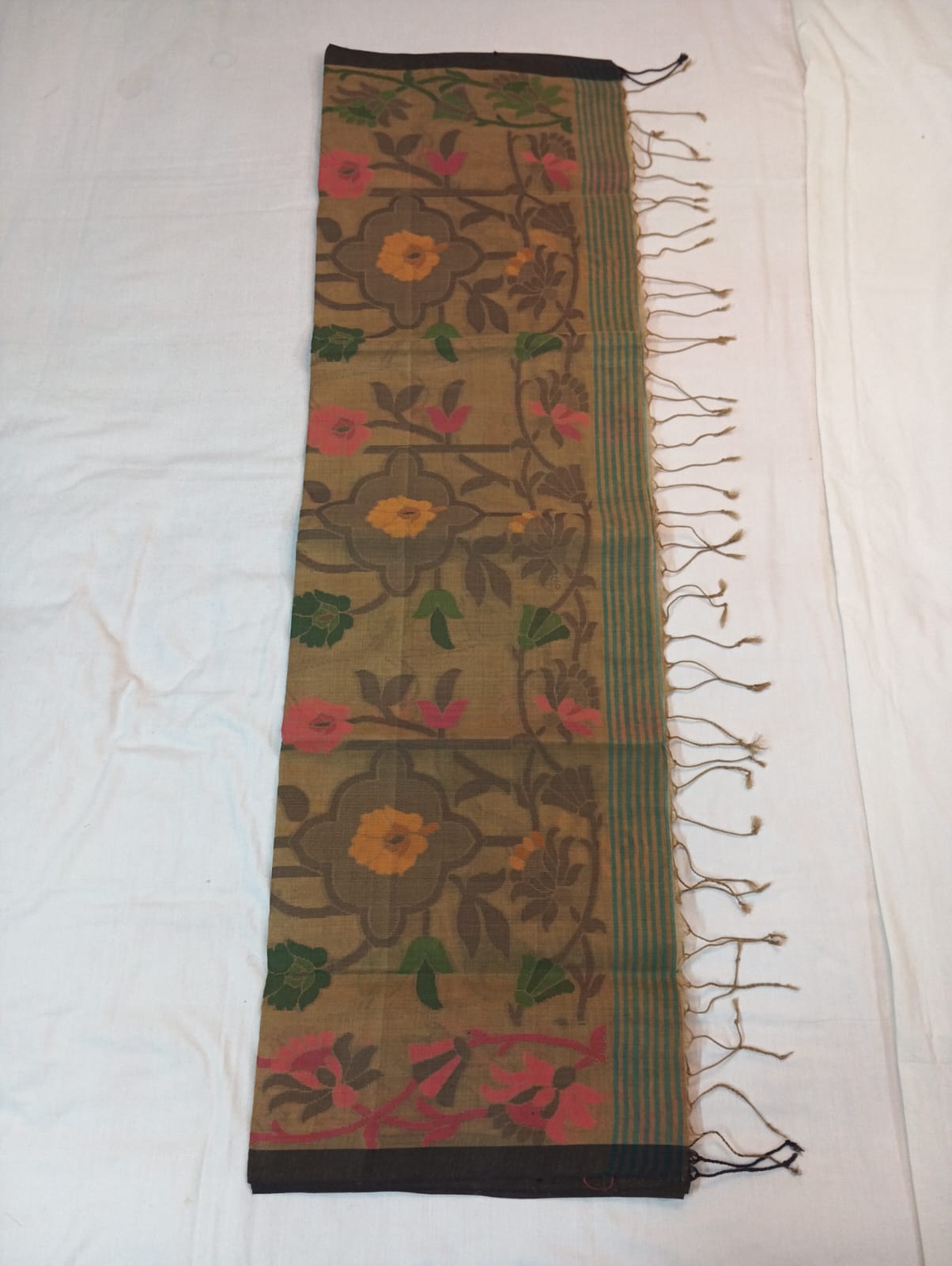 Light Biscuity Bonolota Saree with Fancy Border & Rich Pallu