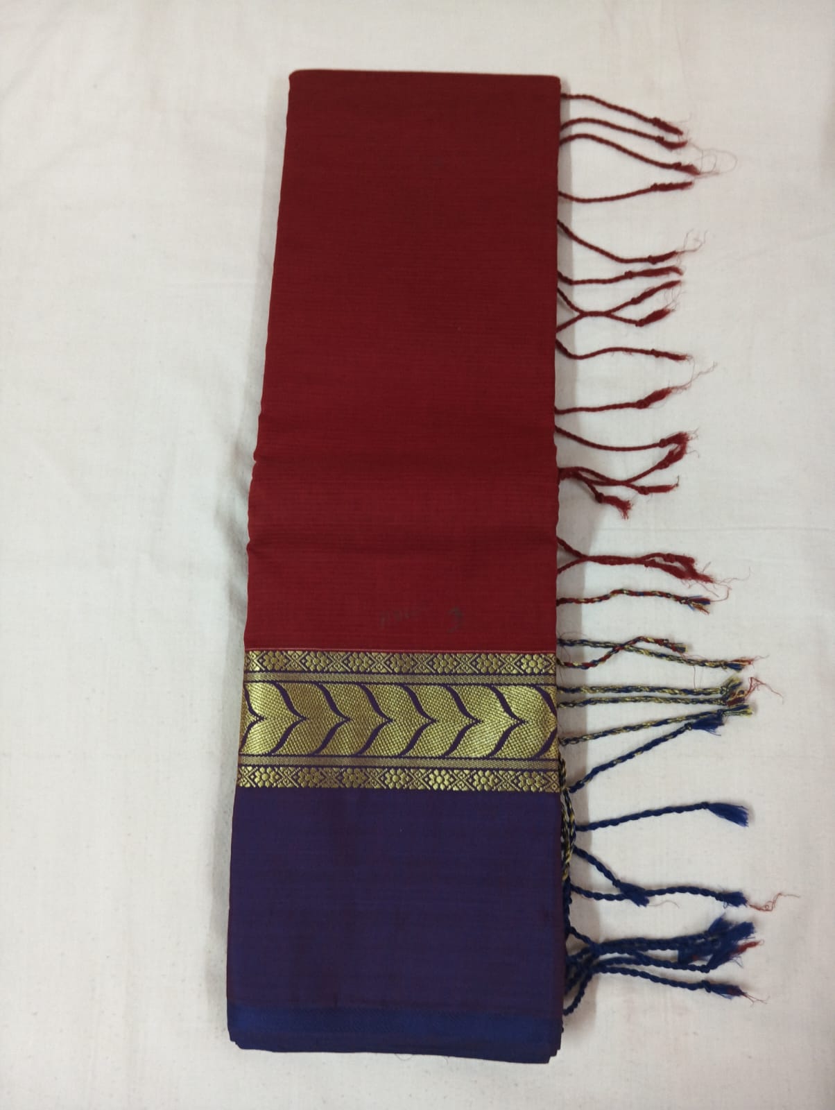 Maroon Saree with Golden Violet Border