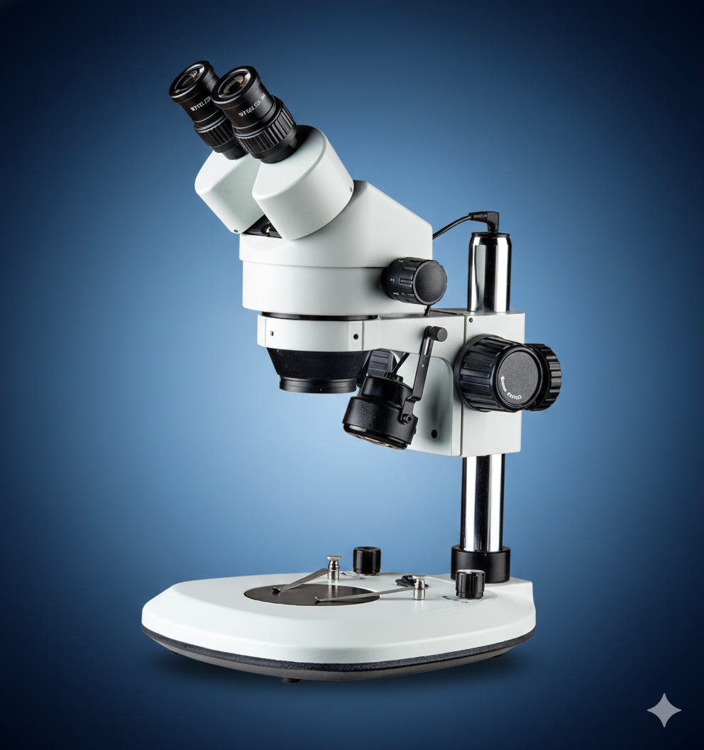 Microscópio Estéreo Binocular com Zoom 0,7x – 4,5x