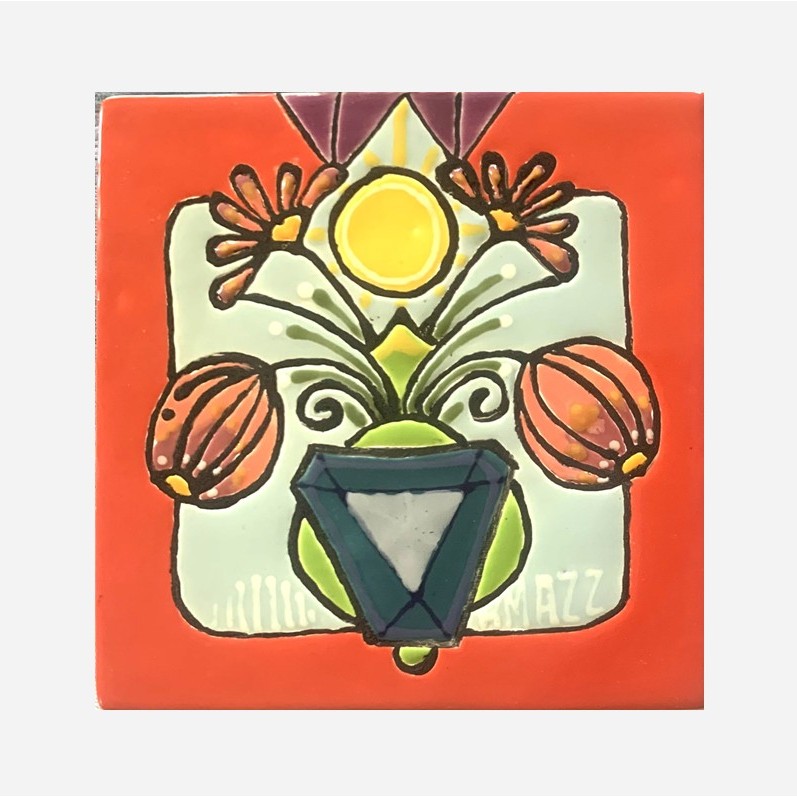 Art Deco Flower Vase Ceramic Tile