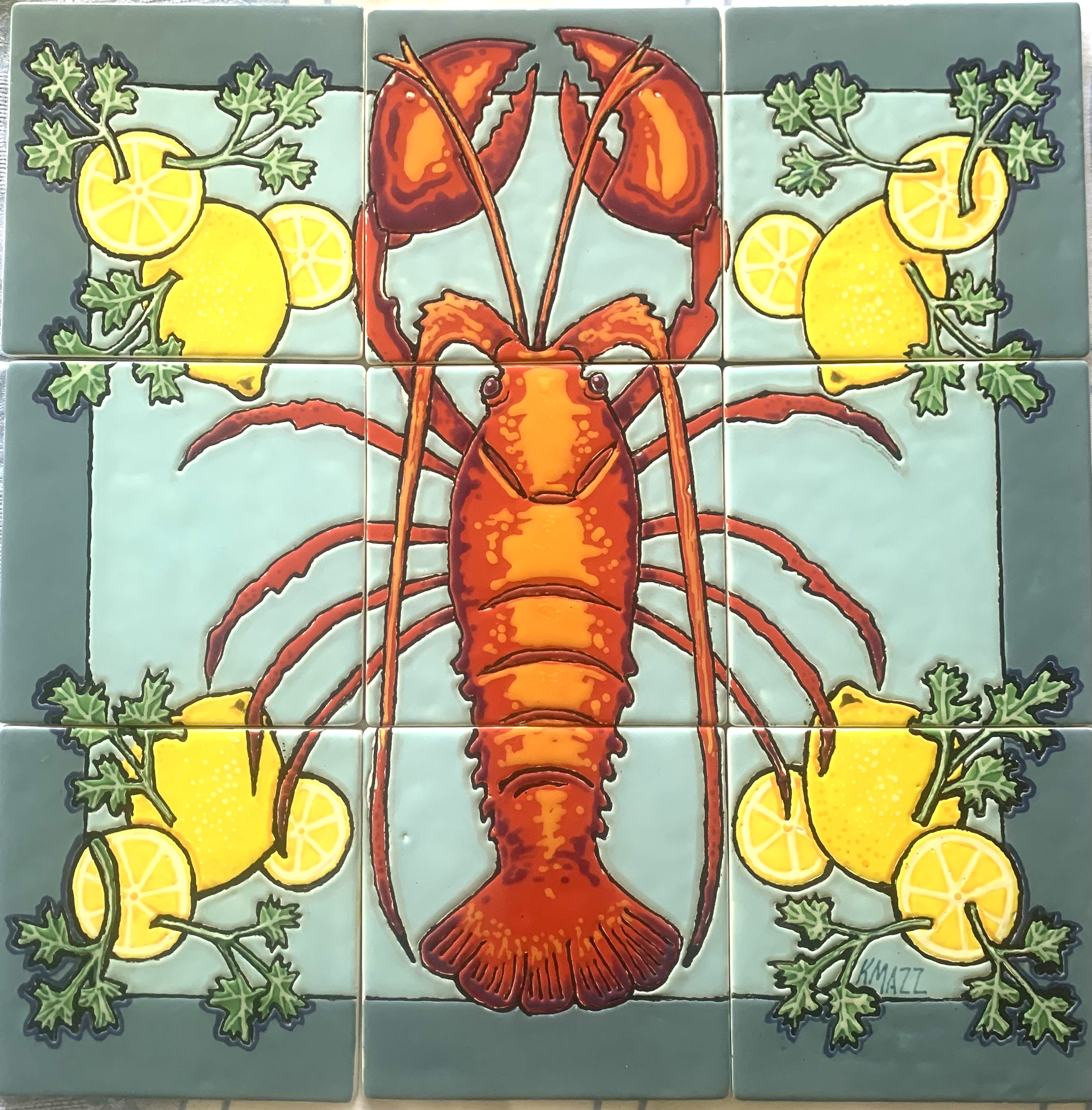 Lobster with Lemon Tile Backsplash