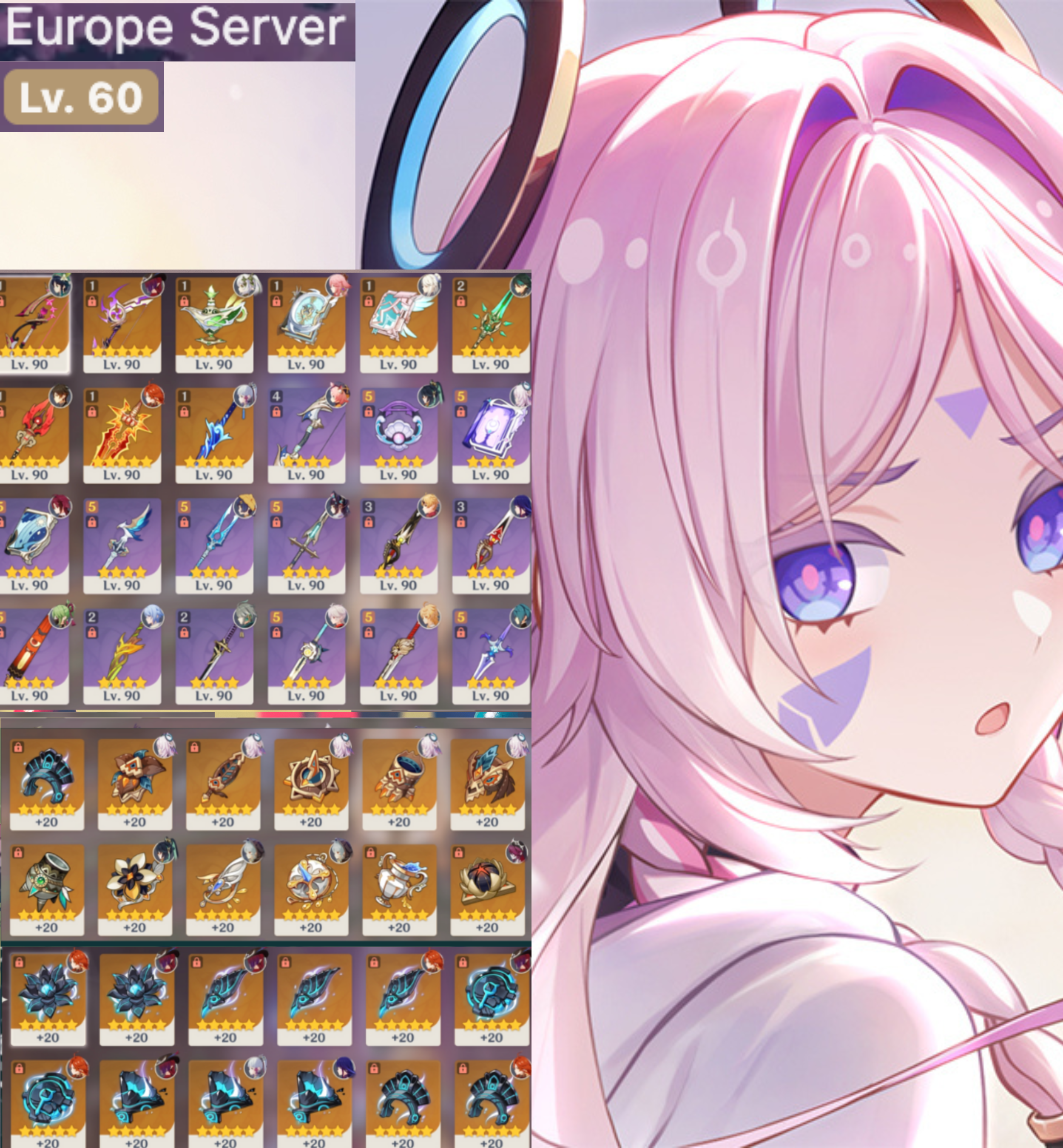 Genshin Impact Europe Server Account LV 60