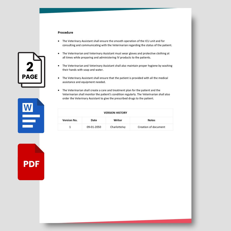 Editable Veterinary SOP Template - Animal Clinic Standard Operating Procedure PDF & Word - Professional Veterinary Document