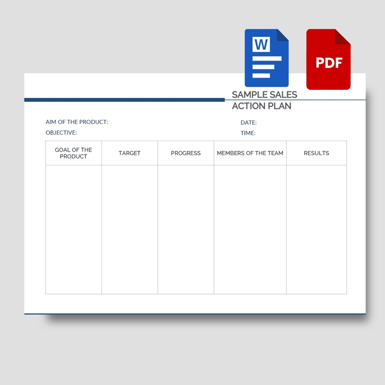 Sales Action Plan Template | Editable Sales Strategy Worksheet | PDF & Word for Team Planning & Goal Tracking