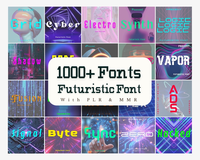 1000+ Futuristic Fonts Bundle | PLR MRR | Techno & Sci-Fi Font Pack