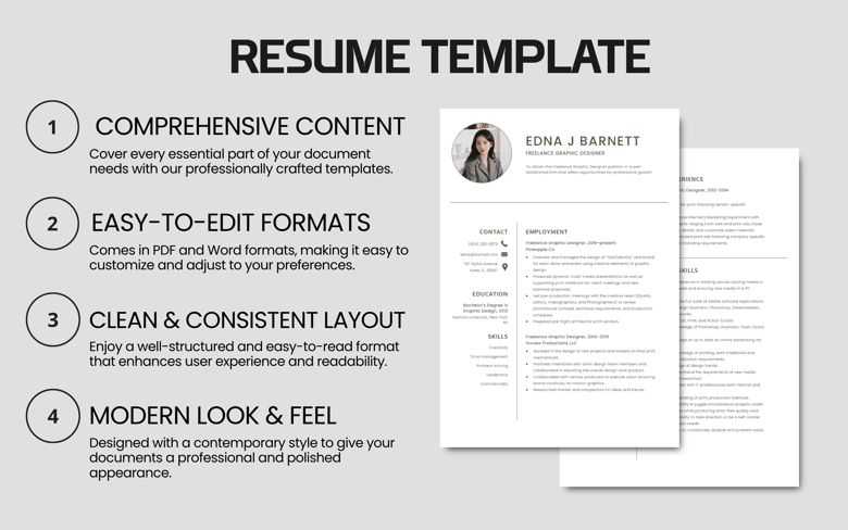 Freelance Graphic Designer Resume Template | 2-Page Editable CV in PDF & Word | Modern Portfolio Style for Creatives