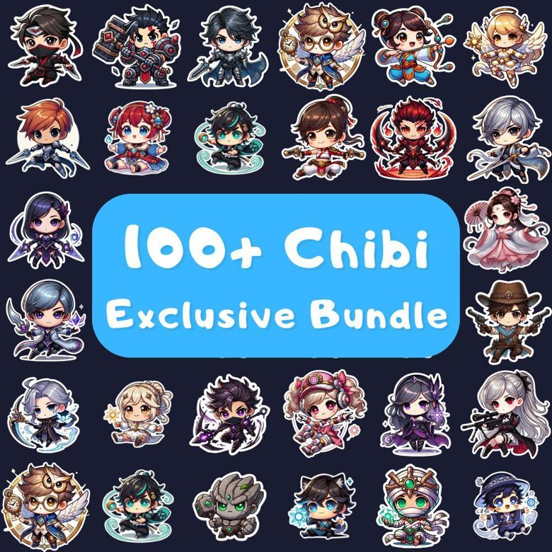 Mega Chibi Bundle 100+ | Cute Kawaii Characters | High-Quality PNG + JPG Included