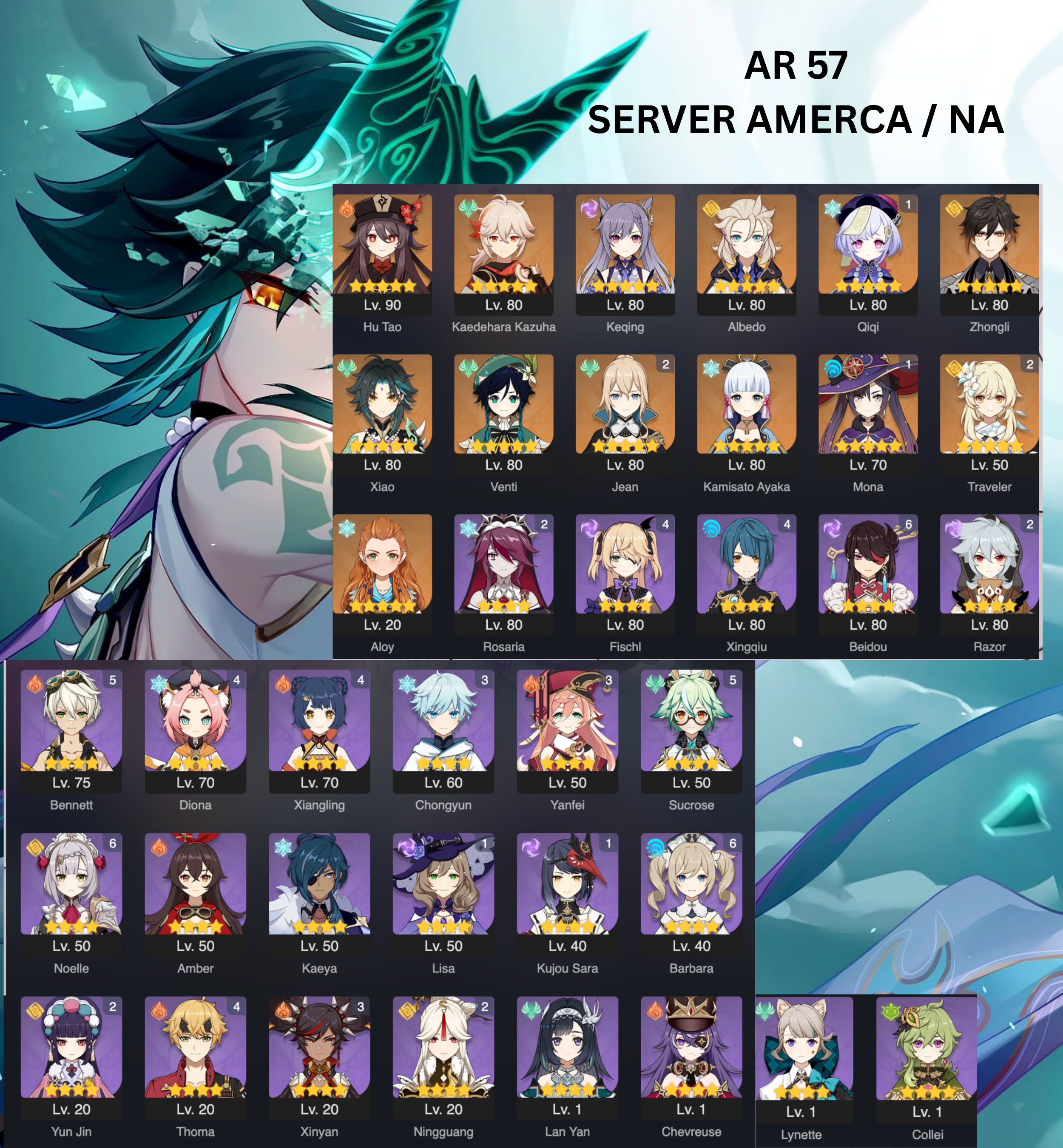 Genshin Impact America NA Account AR57