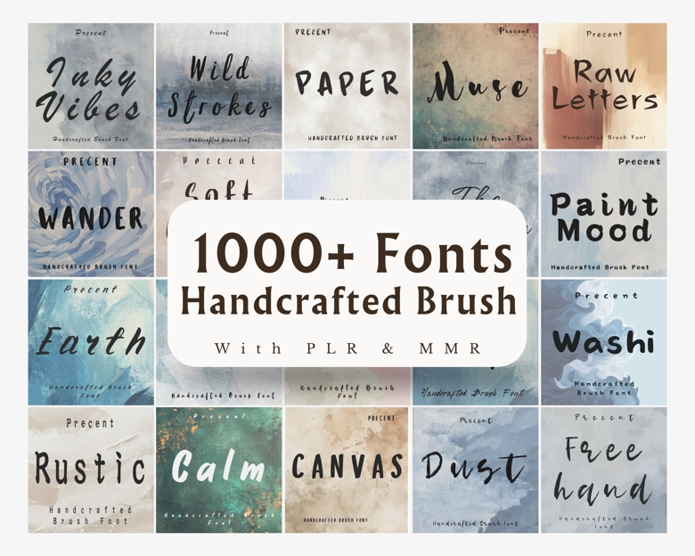 Expressive Brush Font Pack | 1000+ Modern Clean Handcrafted Brush Fonts Bundle | Sleek, Minimal, Professional
