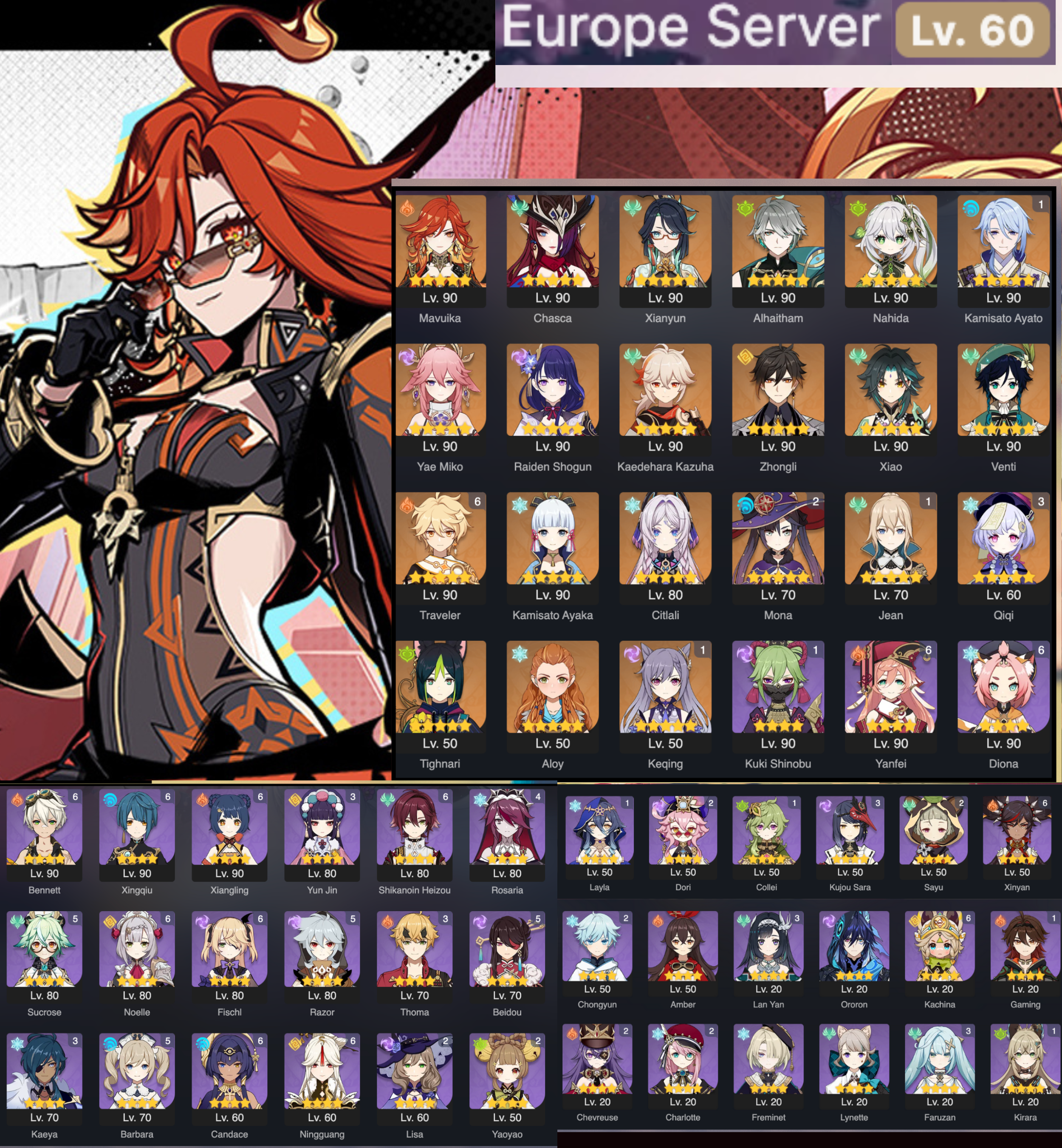 Genshin Impact Europe Server Account LV 60