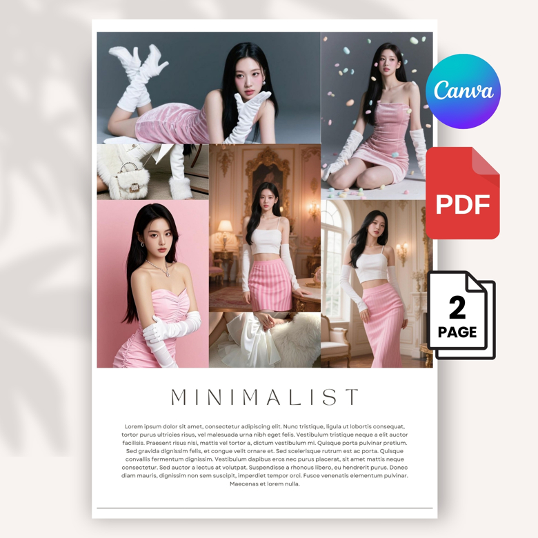 Pink Editorial Media Kit Template | Fashion Influencer Press Kit Canva | Aesthetic Minimalist PR Kit for Instagram or TikTok Cr