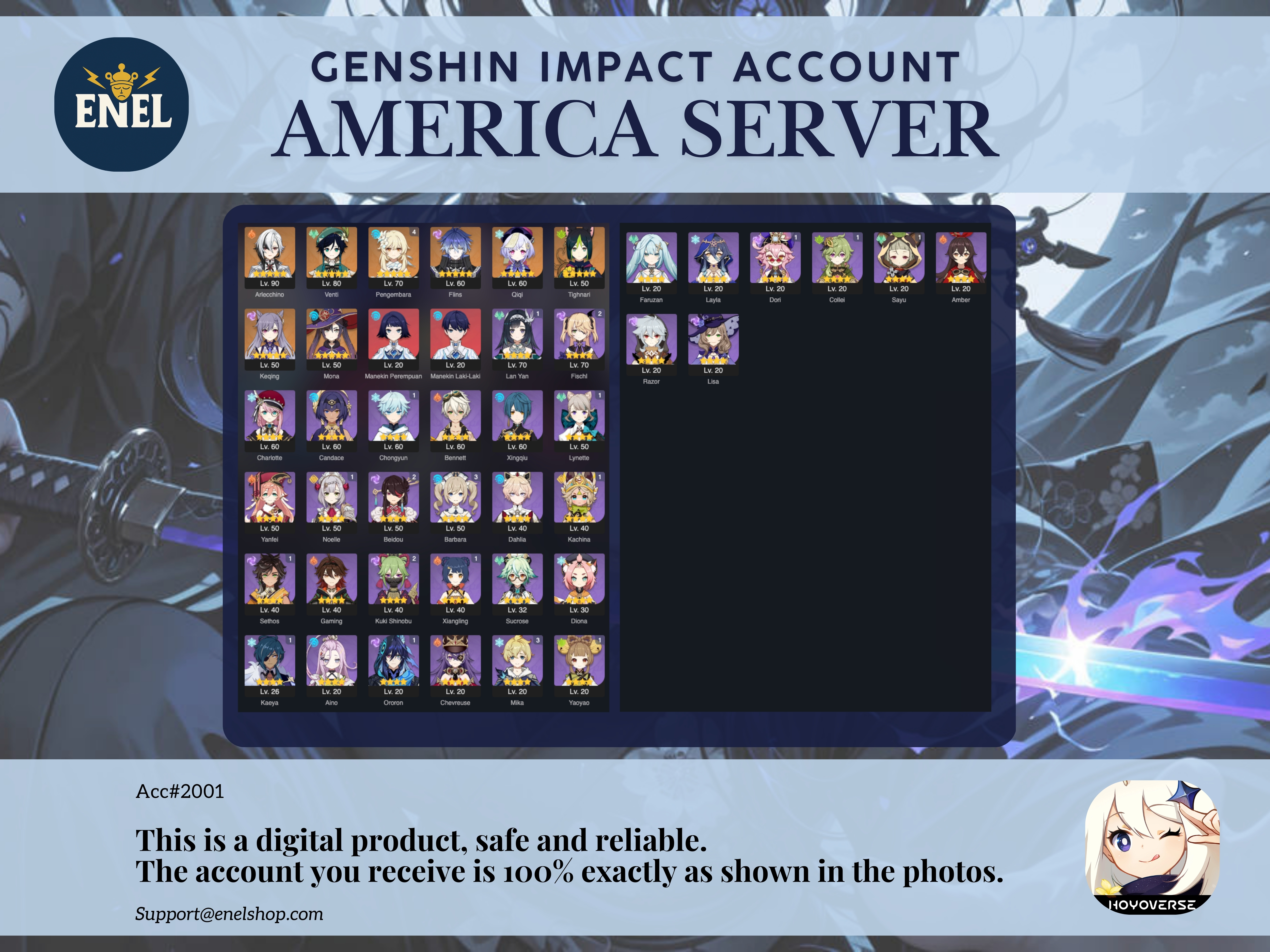 Genshin Impact Account - America Server AR 55 + Asia Server AR 40 