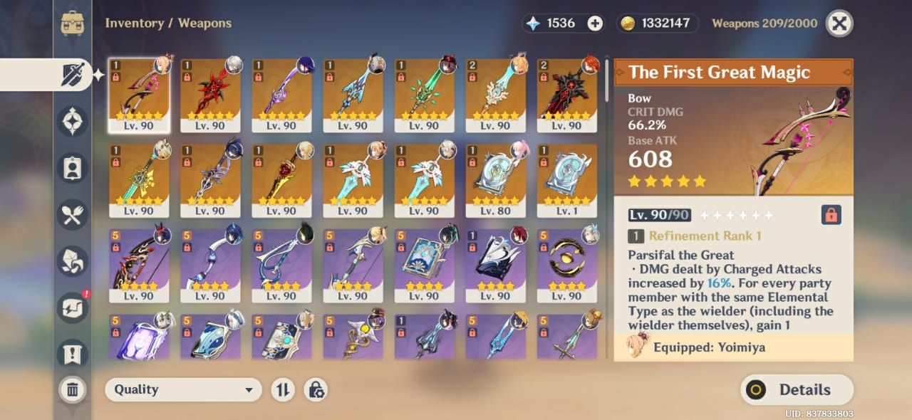 Genshin Impact Account ( Asia Server) | 26 Star Char- 14 Star Weap |C4 Raiden Shogun Sign + C2 Furina  + C1 Arlecchino Sign