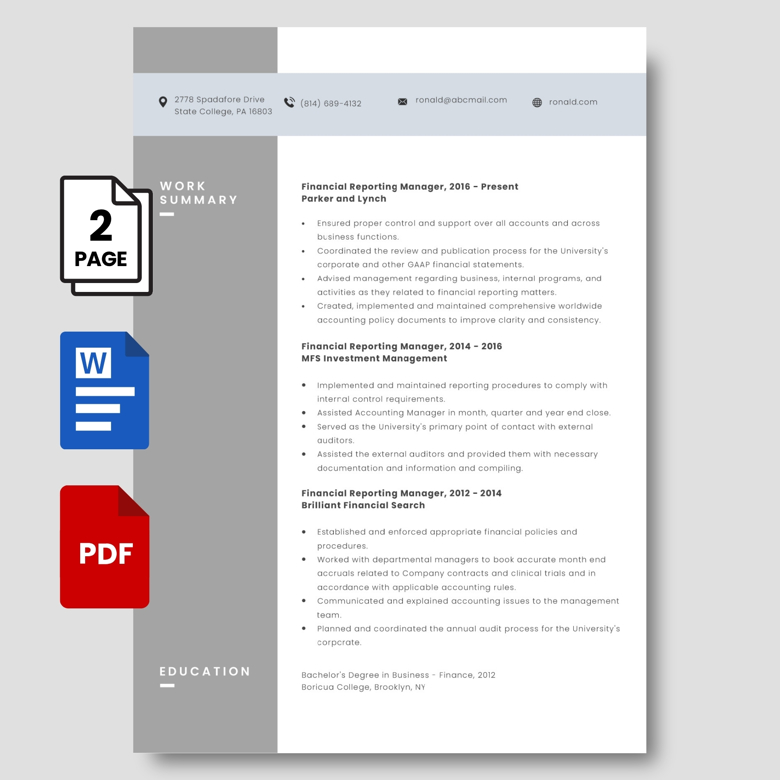 Computer Support Technician Resume Template | 2-Page Editable CV in PDF & Word | IT Support & Helpdesk Job Resume Design