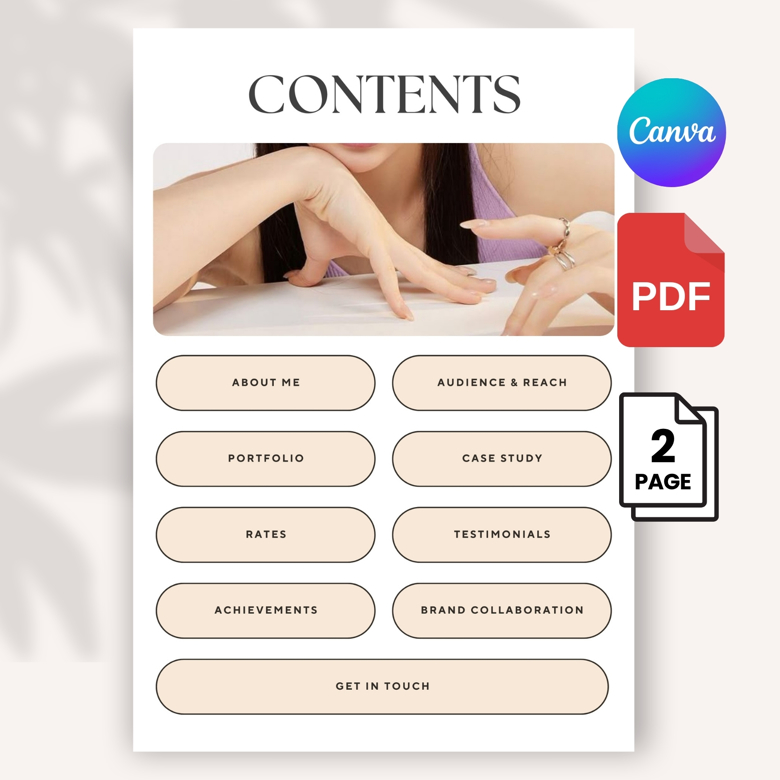 11-Page Beauty Influencer Media Kit Template Instagram Press Kit & Rate Card Editable Canva Portfolio for Skincare & Fashion