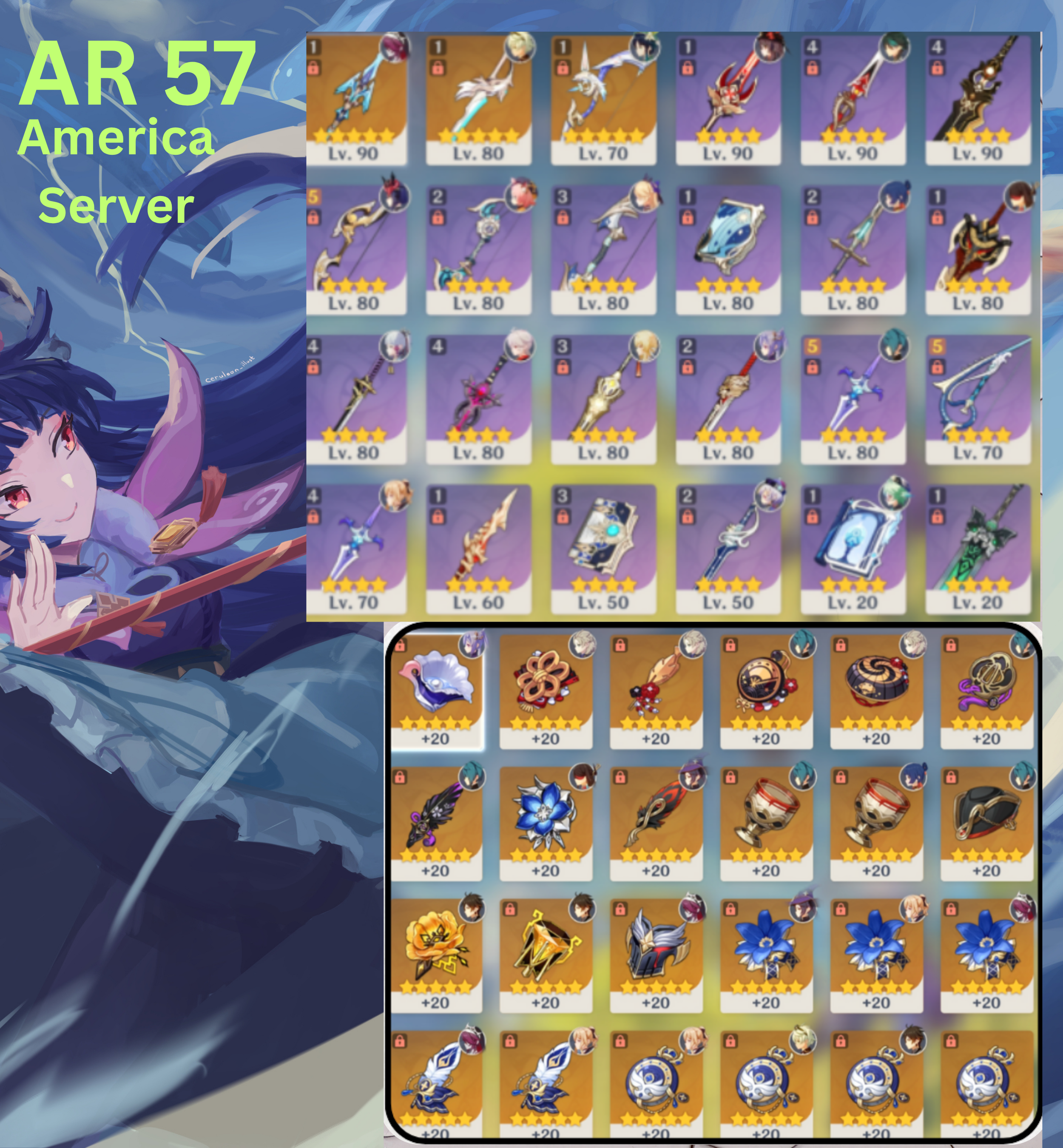 Genshin Impact America NA Account AR57