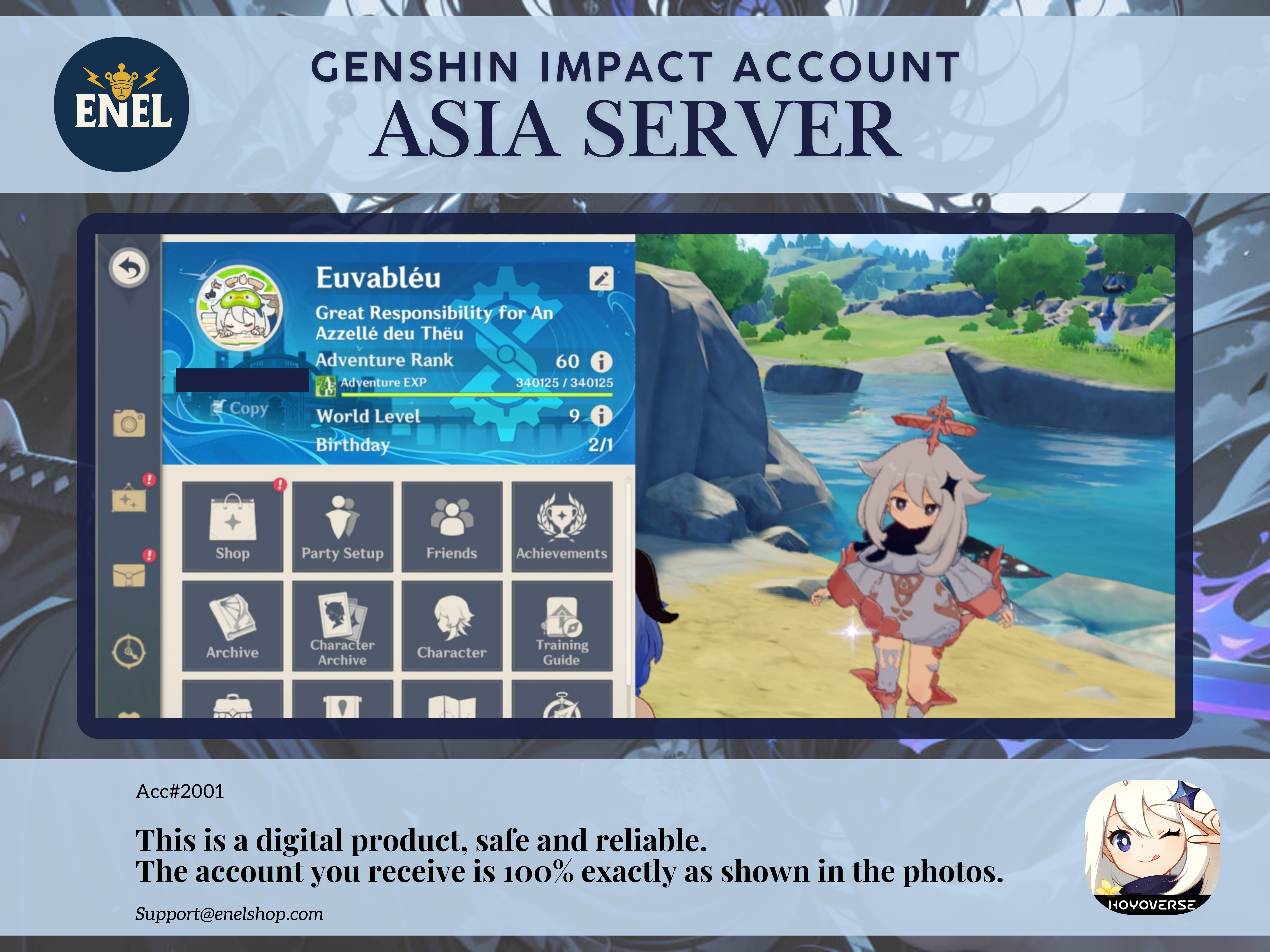 Genshin Impact Asia Server Account AR 60