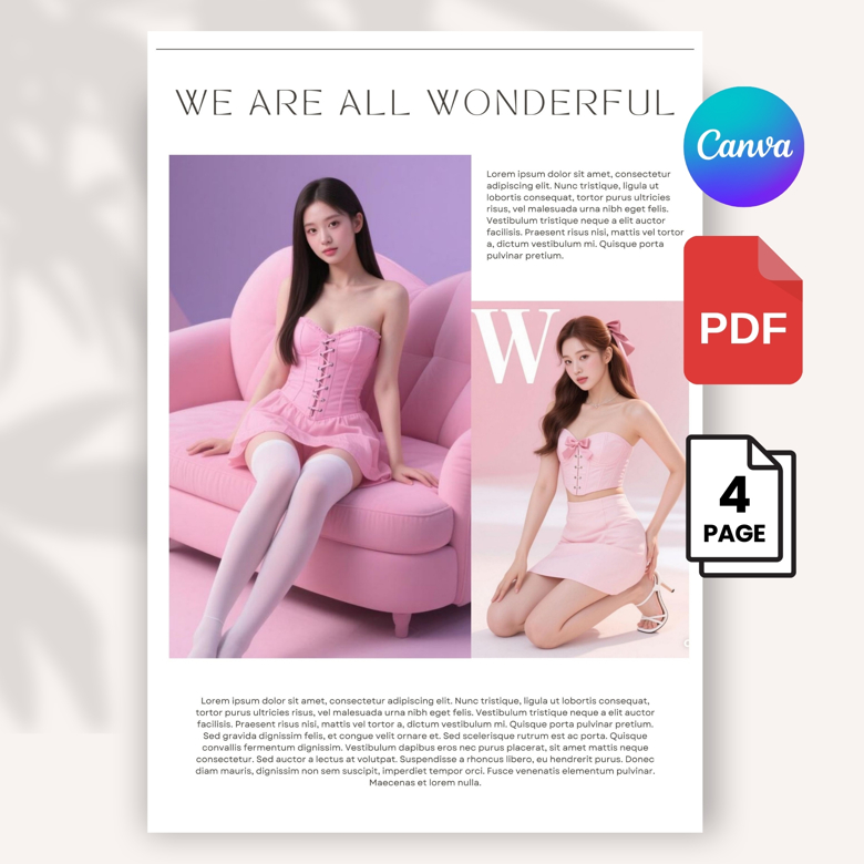 Pink Editorial Media Kit Template | Fashion Influencer Press Kit Canva | Aesthetic Minimalist PR Kit for Instagram or TikTok Cr