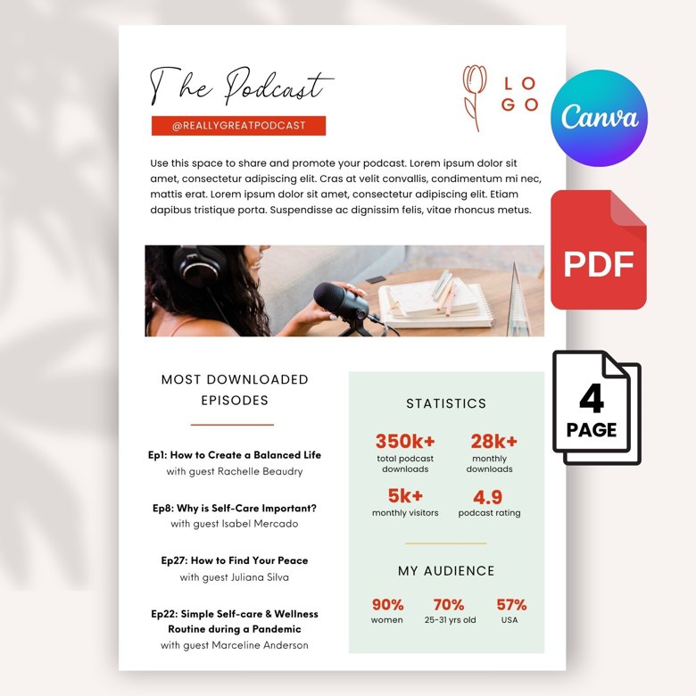 Motivational Speaker Media Kit Template | 6-Page Personal Branding & Podcast Kit for Coaches | Editable Canva Template A4