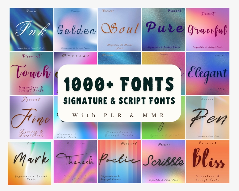 1000+ Handcrafted Signature Fonts | Mega Bundle with PLR & MRR | Luxury Script Font Collection