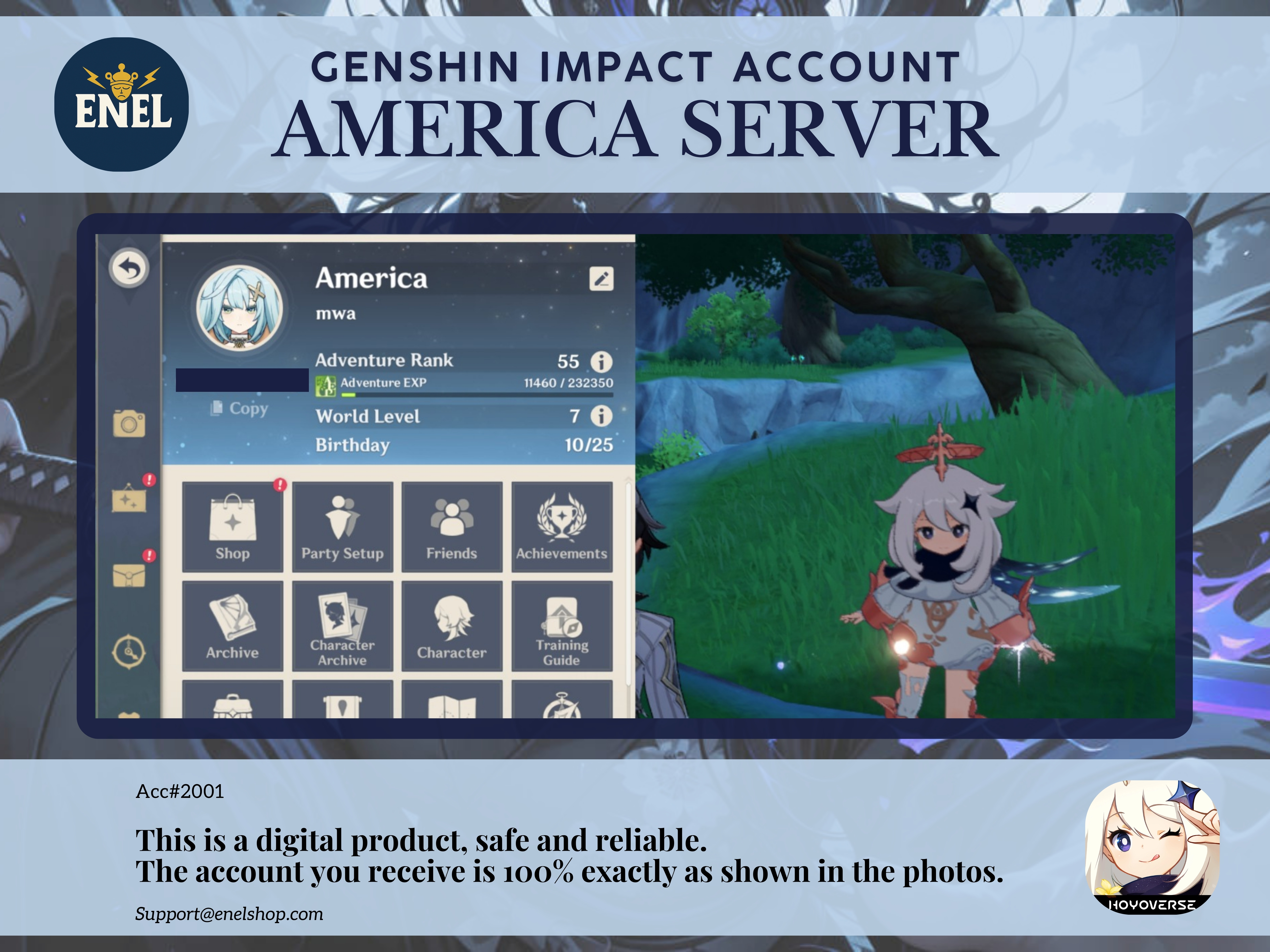 Genshin Impact Account - America Server AR 55 + Asia Server AR 40 