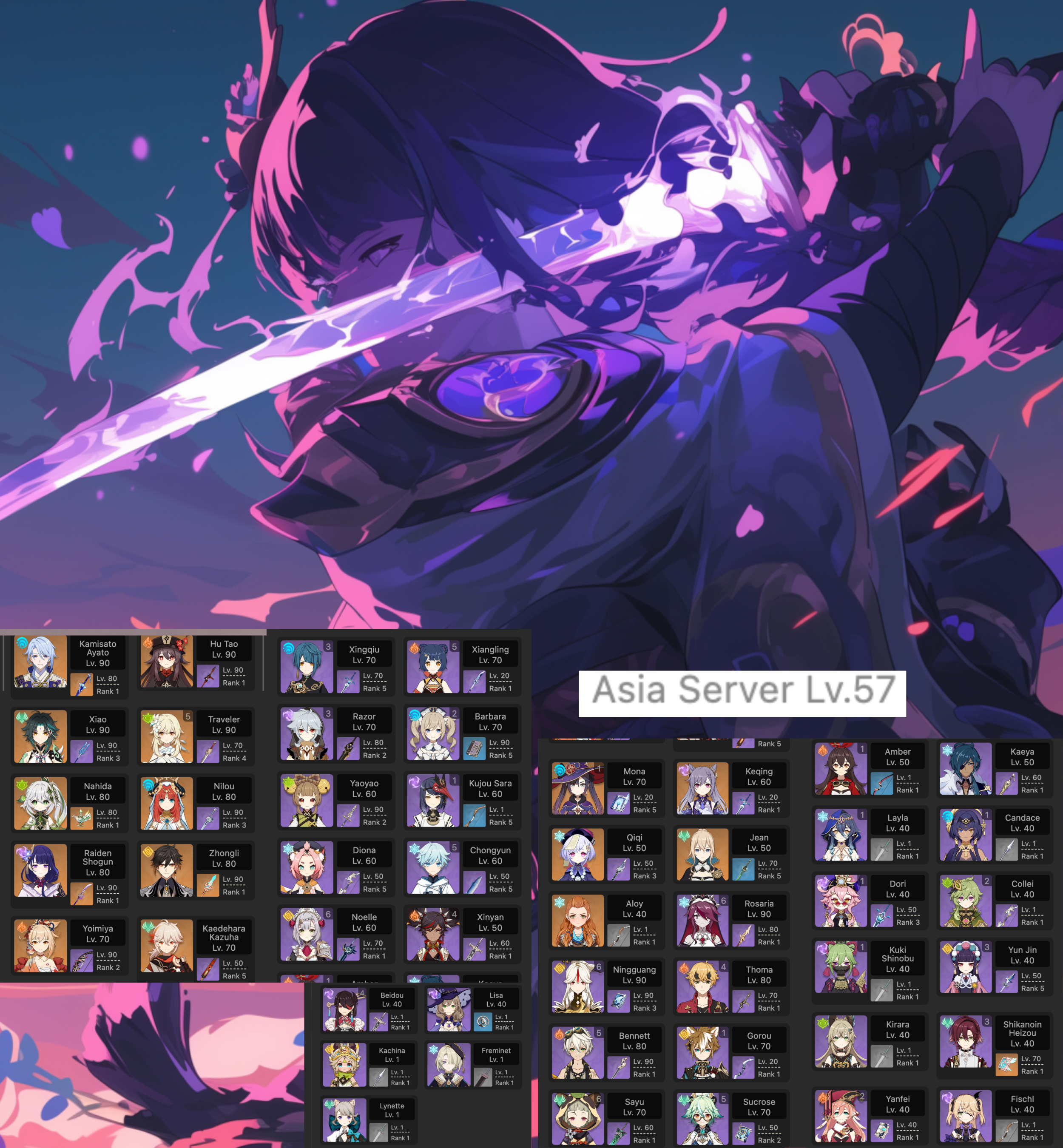 Genshin Impact Asia Server Account Lv.57 + Honkai Asia