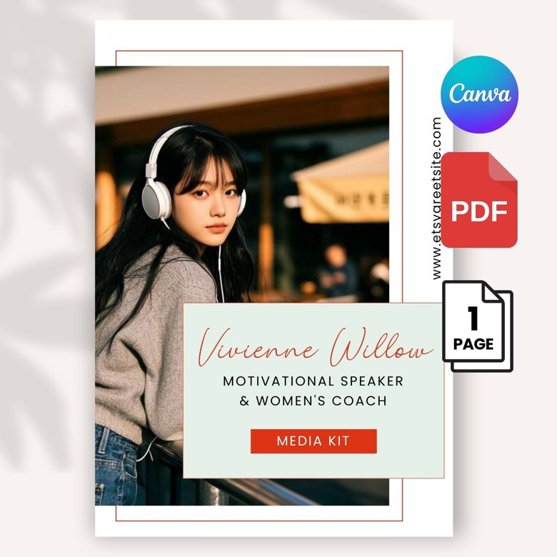Motivational Speaker Media Kit Template | 6-Page Personal Branding & Podcast Kit for Coaches | Editable Canva Template A4