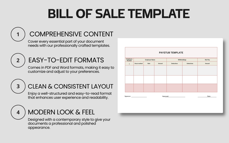 Editable Pay Stub Template | Printable Paycheck Slip Form | PDF + Word Format | Payroll Statement for Employees