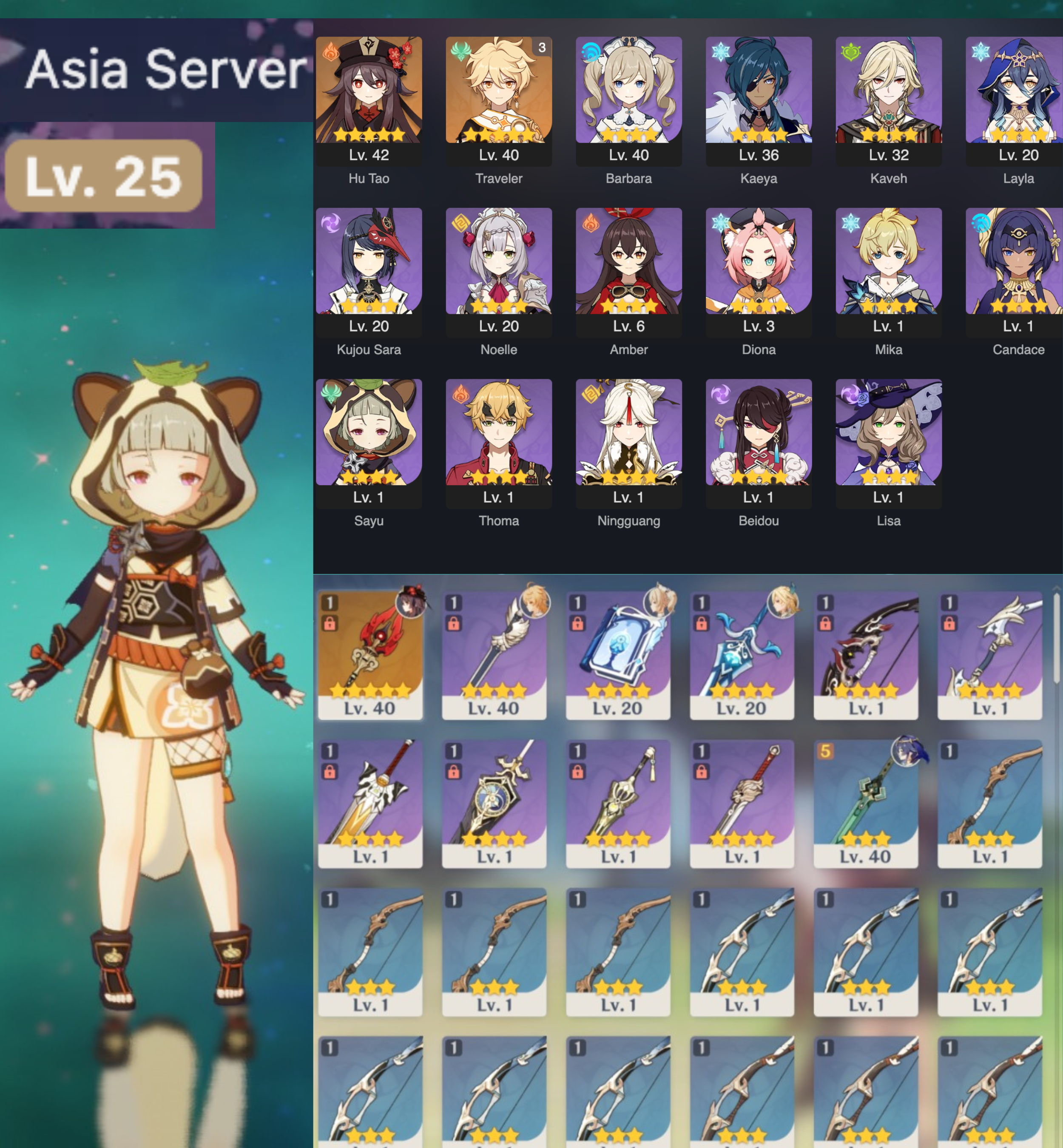 Genshin Impact Asia Server Account