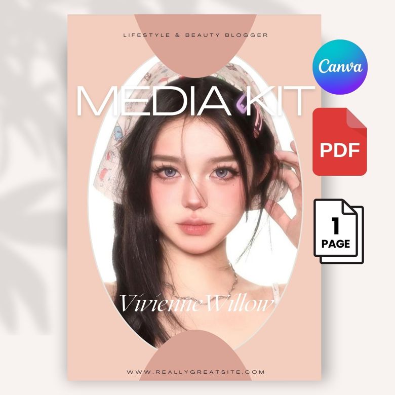 Elegant Media Kit Template for Beauty & Fashion Influencers | Editable Canva Portfolio for Bloggers & Creators | A4 Size | Inst